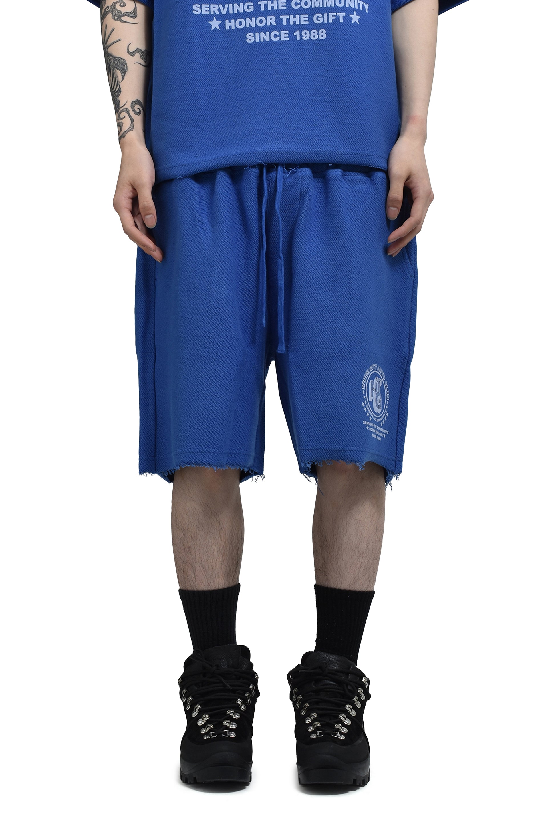 RACE HERRINGBONE SHORT / BLU