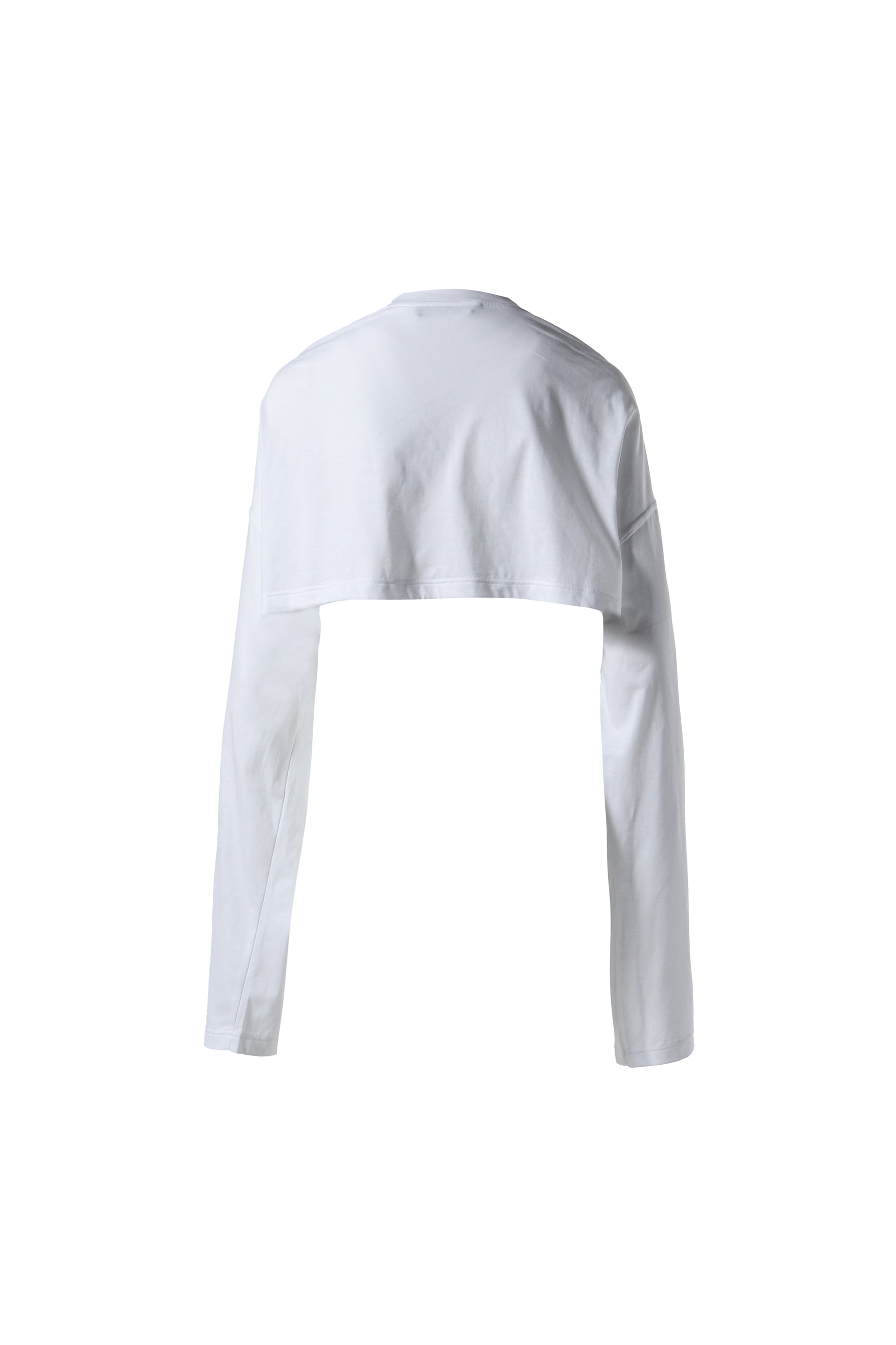 Y/PROJECT SCRUNCHED LOGO LONG SLEEVE CROP TOP / WHT