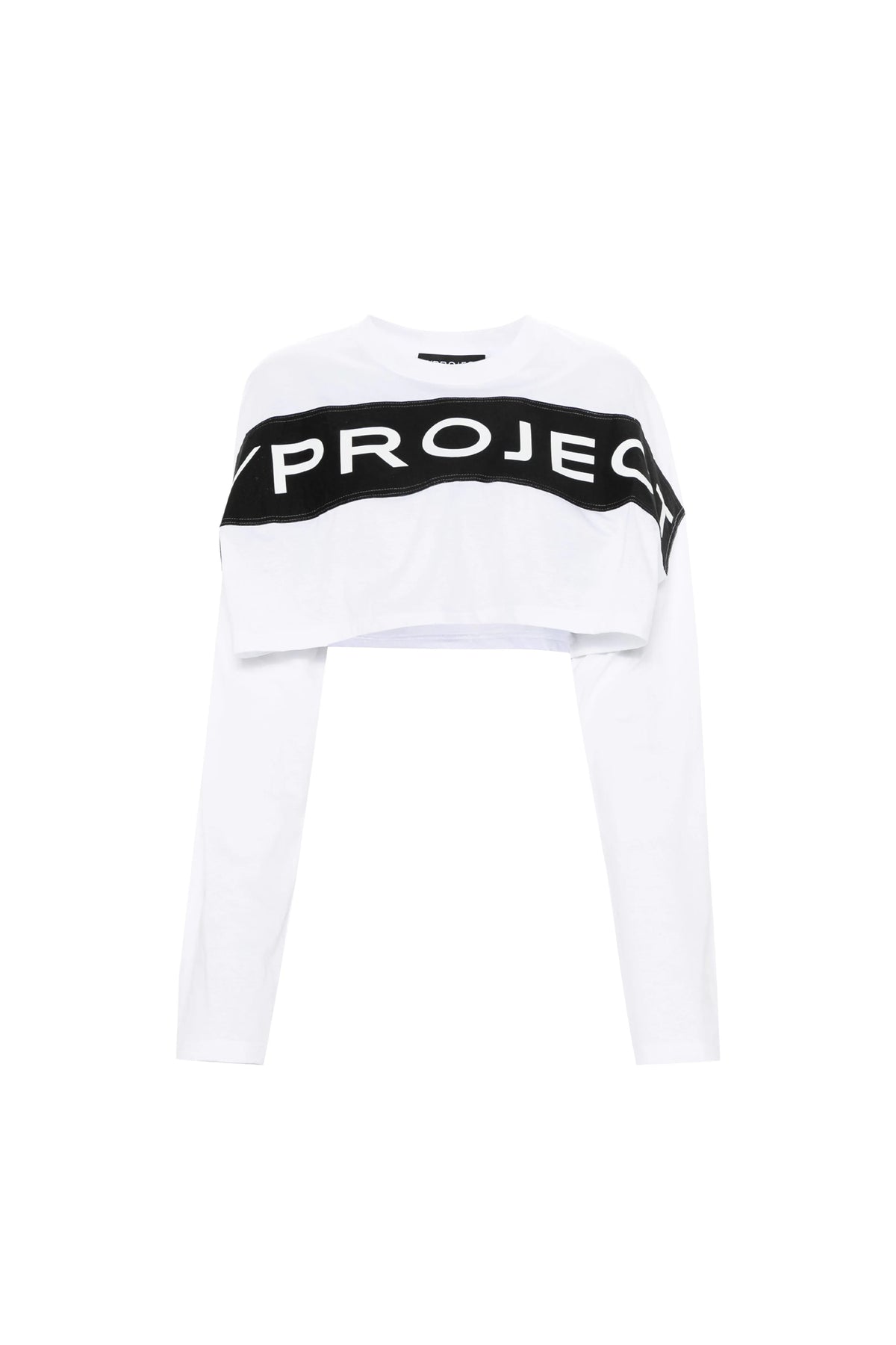 SCRUNCHED LOGO LONG SLEEVE CROP TOP / WHT