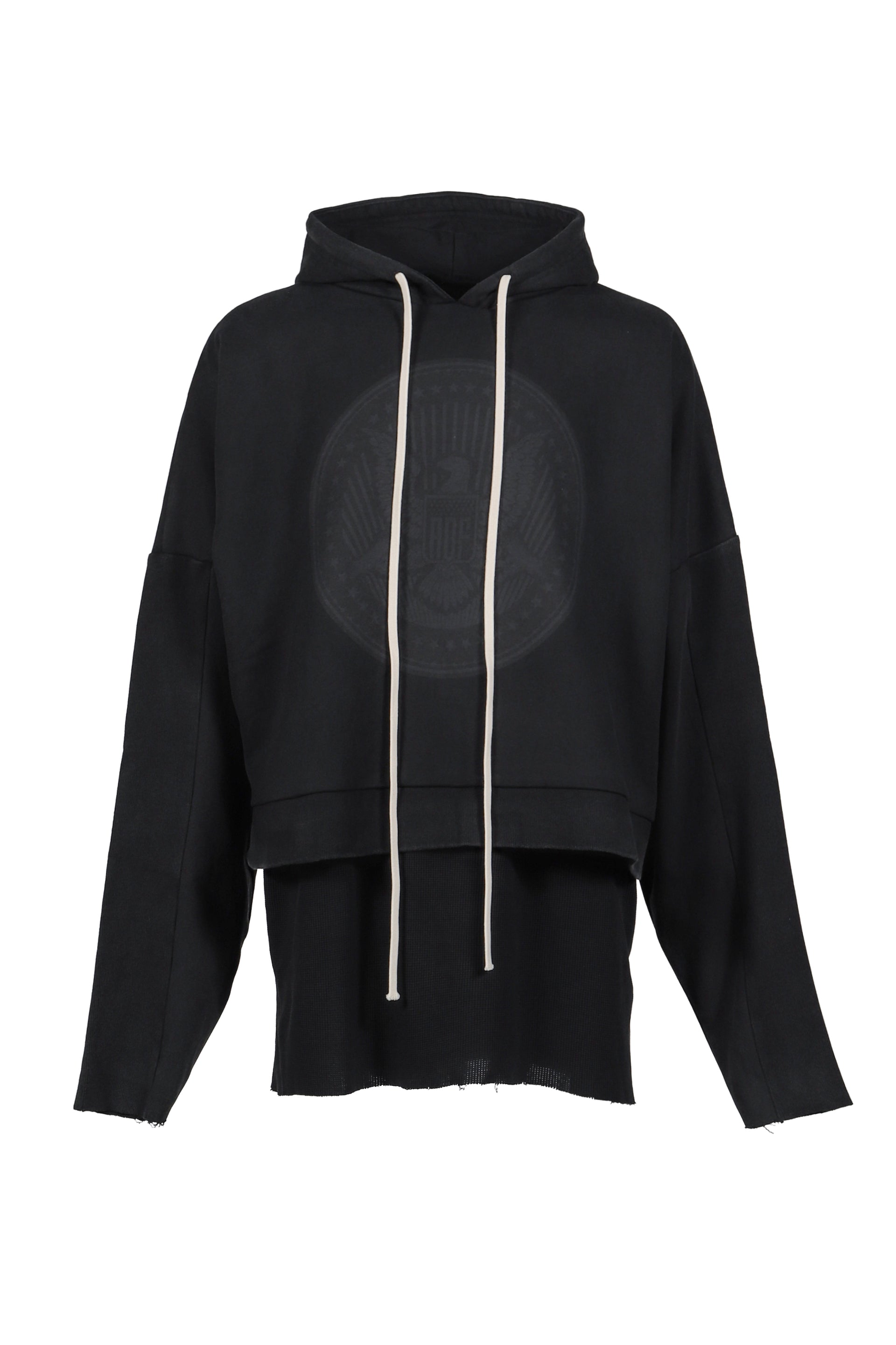 CROPPED HOODIE OVERLAPPED (EXCLUSIVE) / WASHED BLK