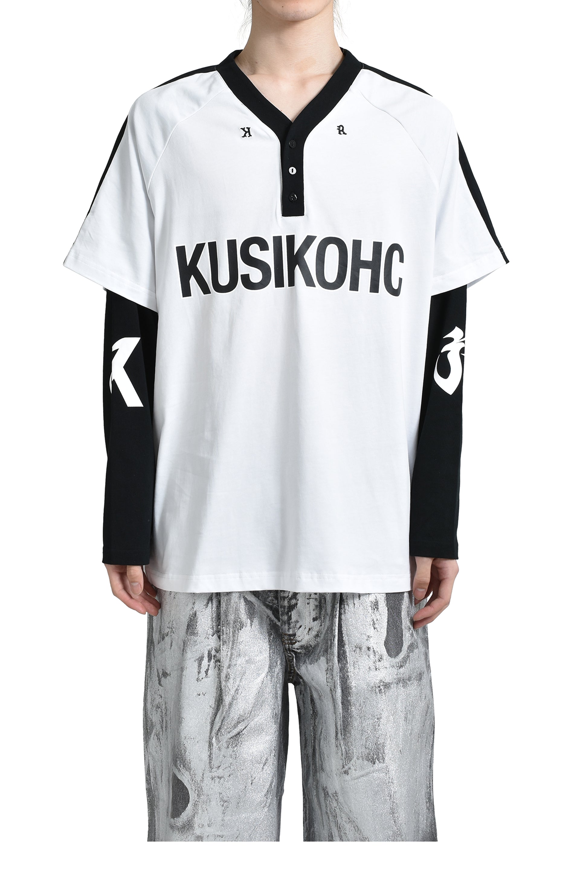 KUSIKOHC BASEBALL LONGSLEEVE POLO / WHT