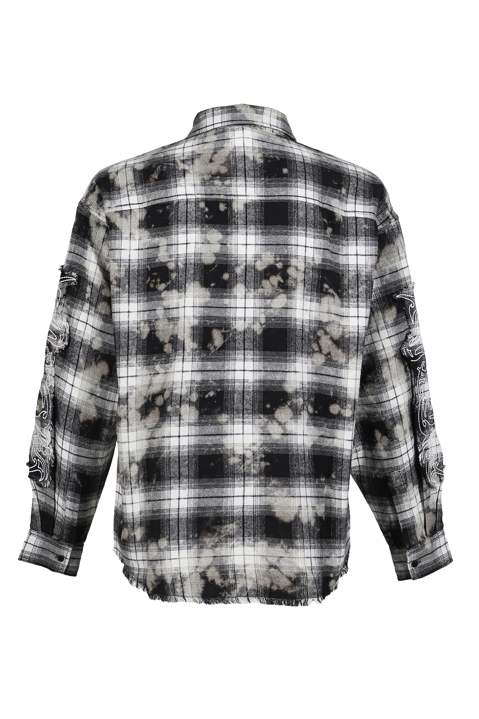 BLEACHED FLANNEL SHIRT / BLK