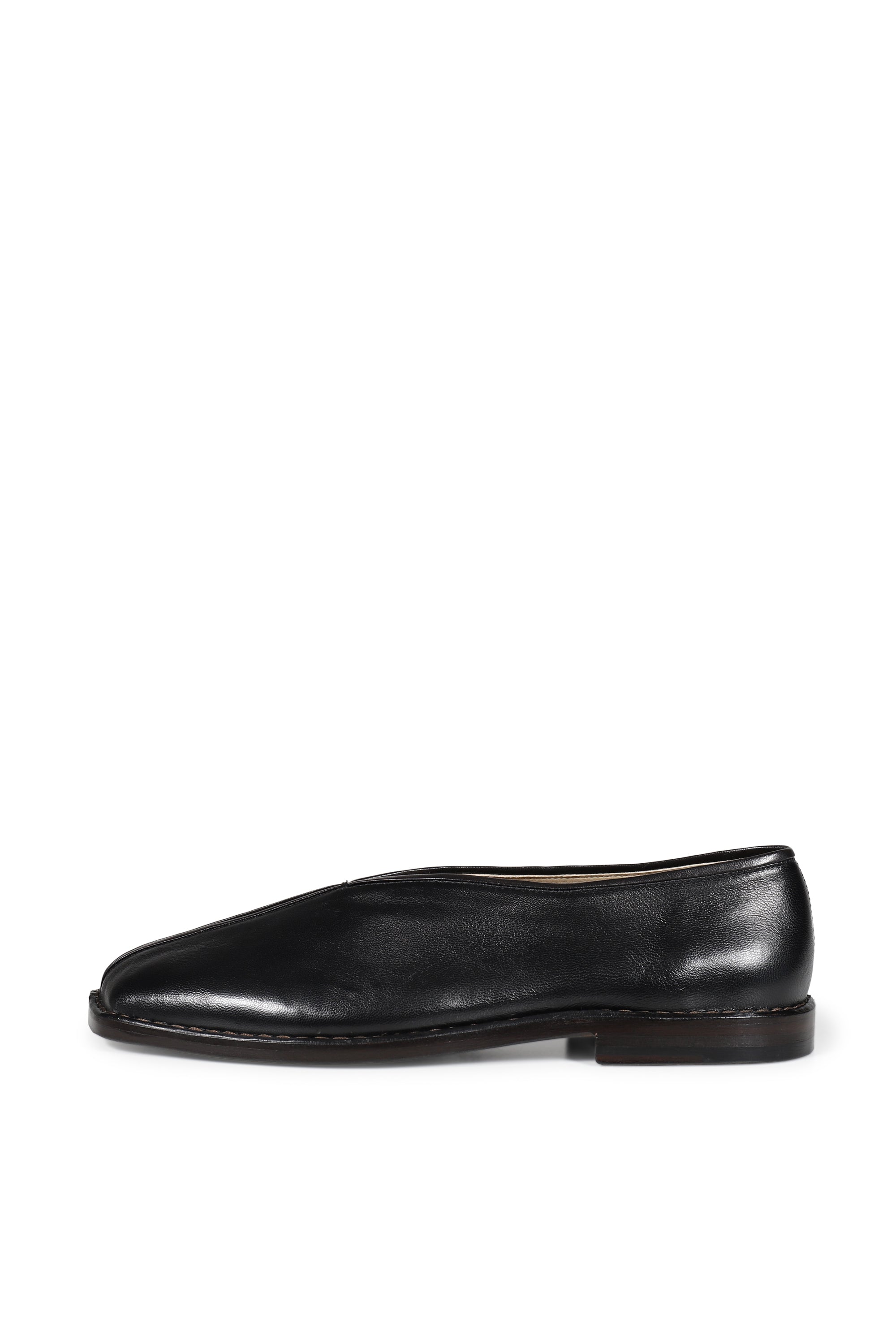 LEMAIRE ルメール SS26 FLAT PIPED SLIPPERS / BLK / DARK CHOCOLATE