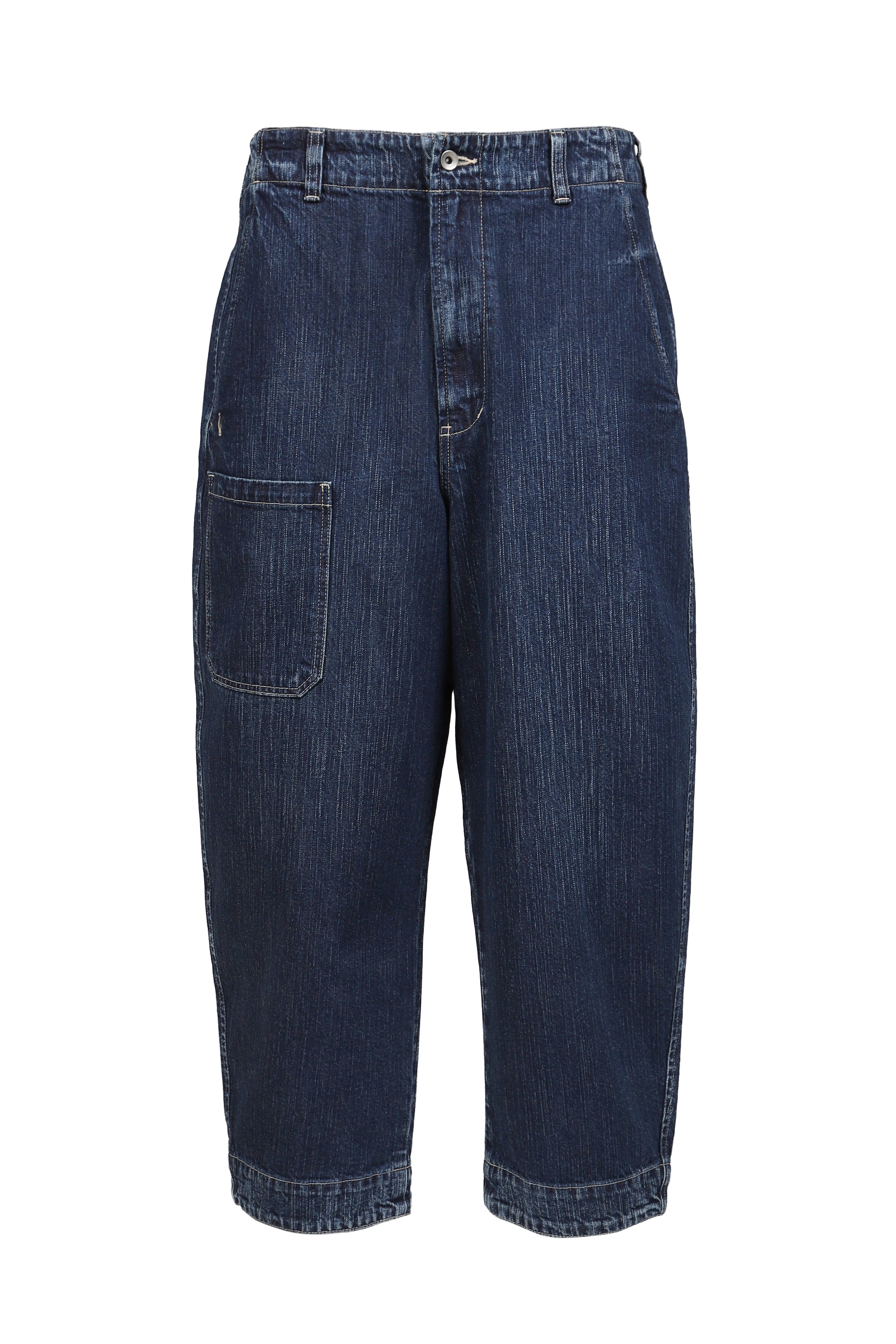 PORTER CLASSIC SS26 STEINBECK DENIM POCKET PANTS / NAVY - NUBIAN