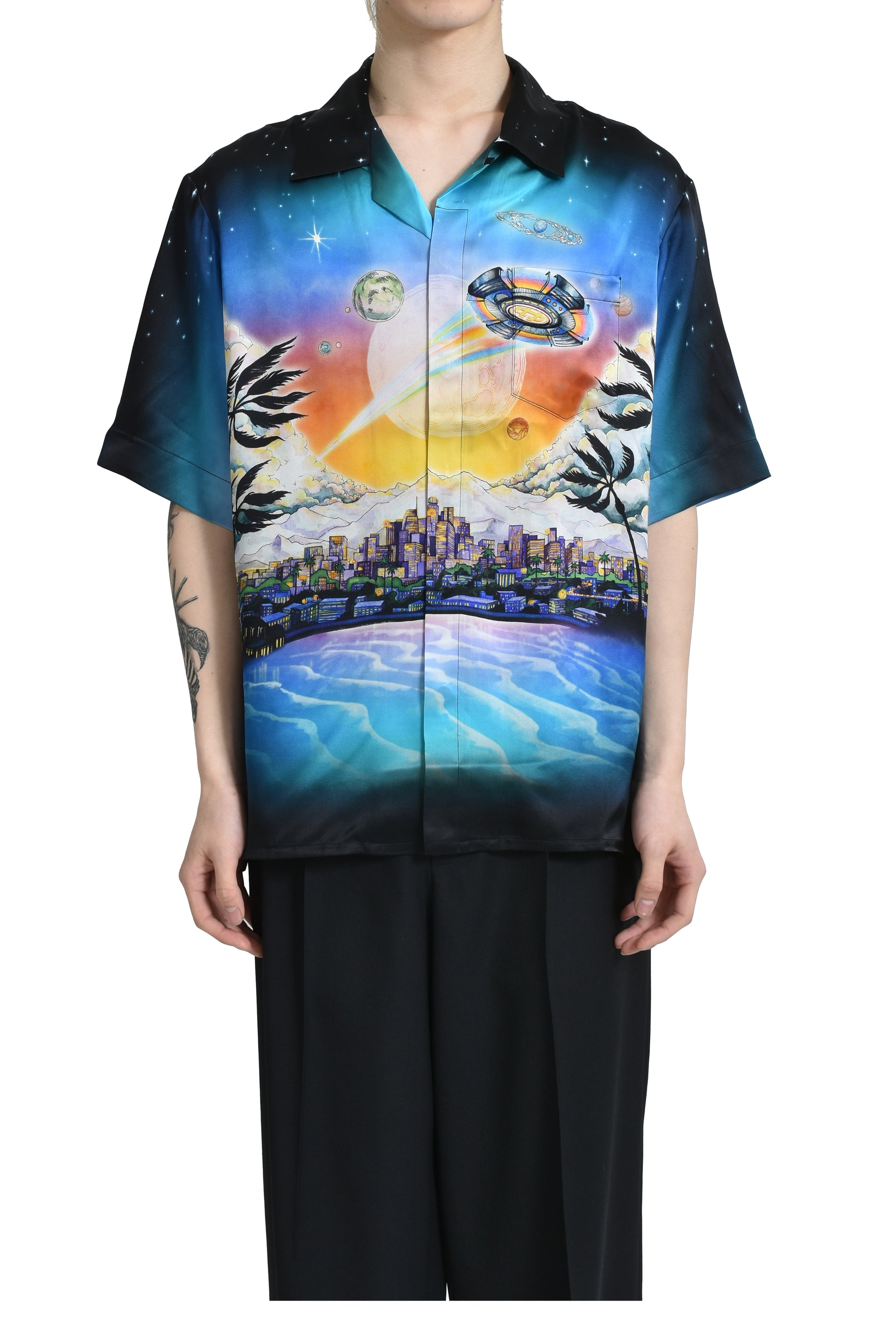 Casablanca SHORT SLEEVE CUBAN COLLAR SHIRT / BLK