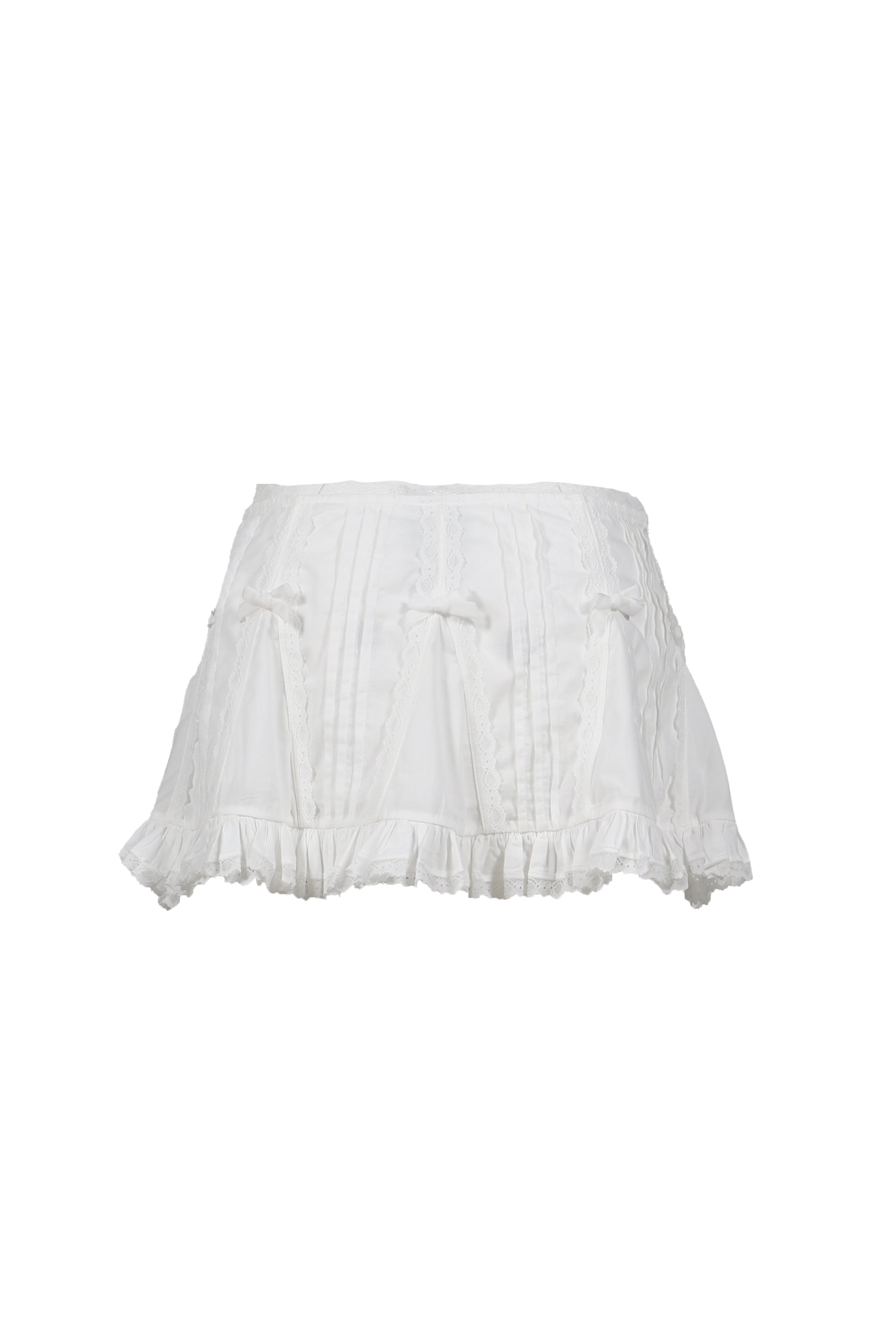 WHITE LACE TRIM COTTON MINI SKIRT / WHT