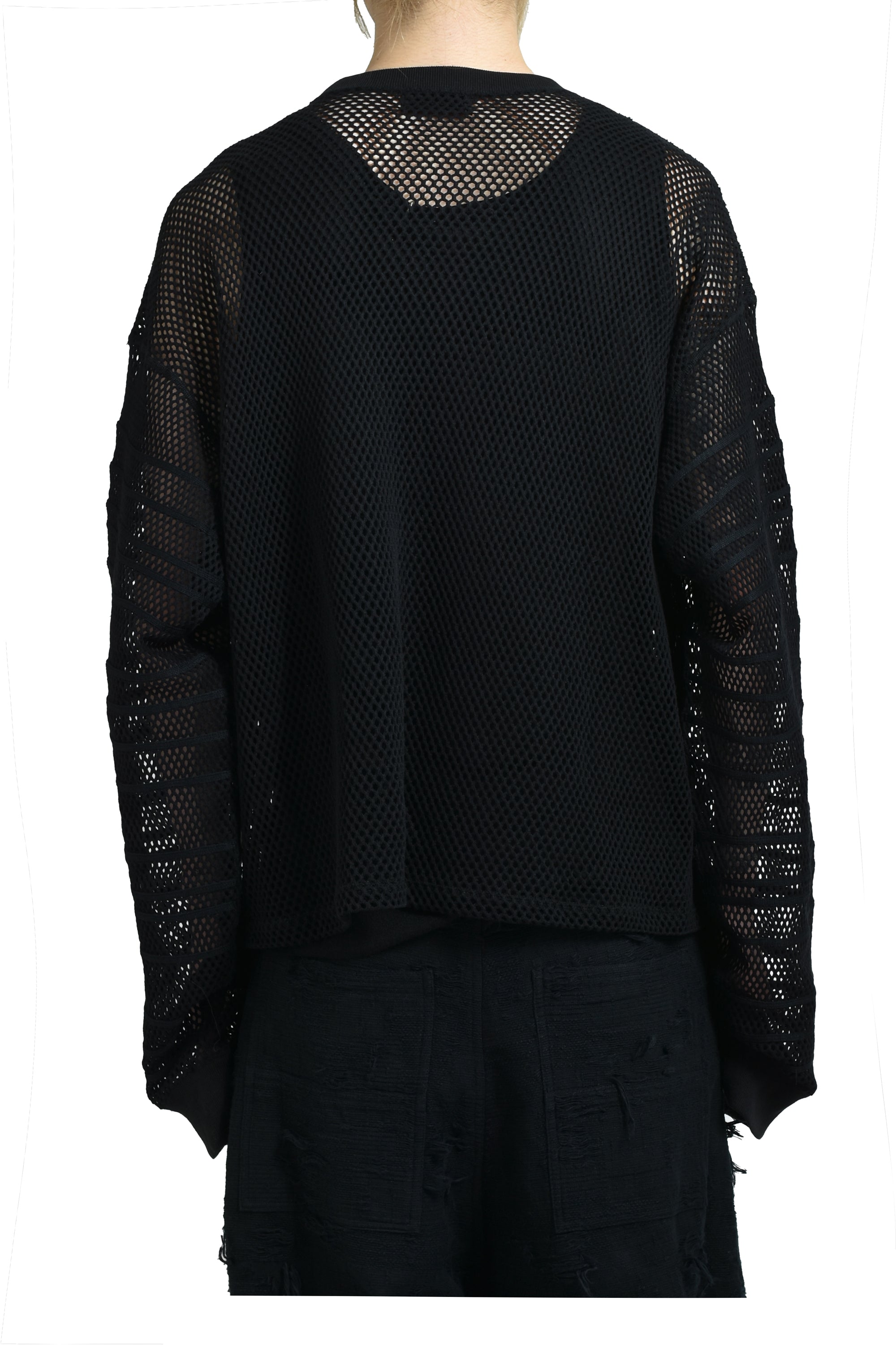 LOOSE SHADOW SLEEVE MESH PULLOVER / BLK