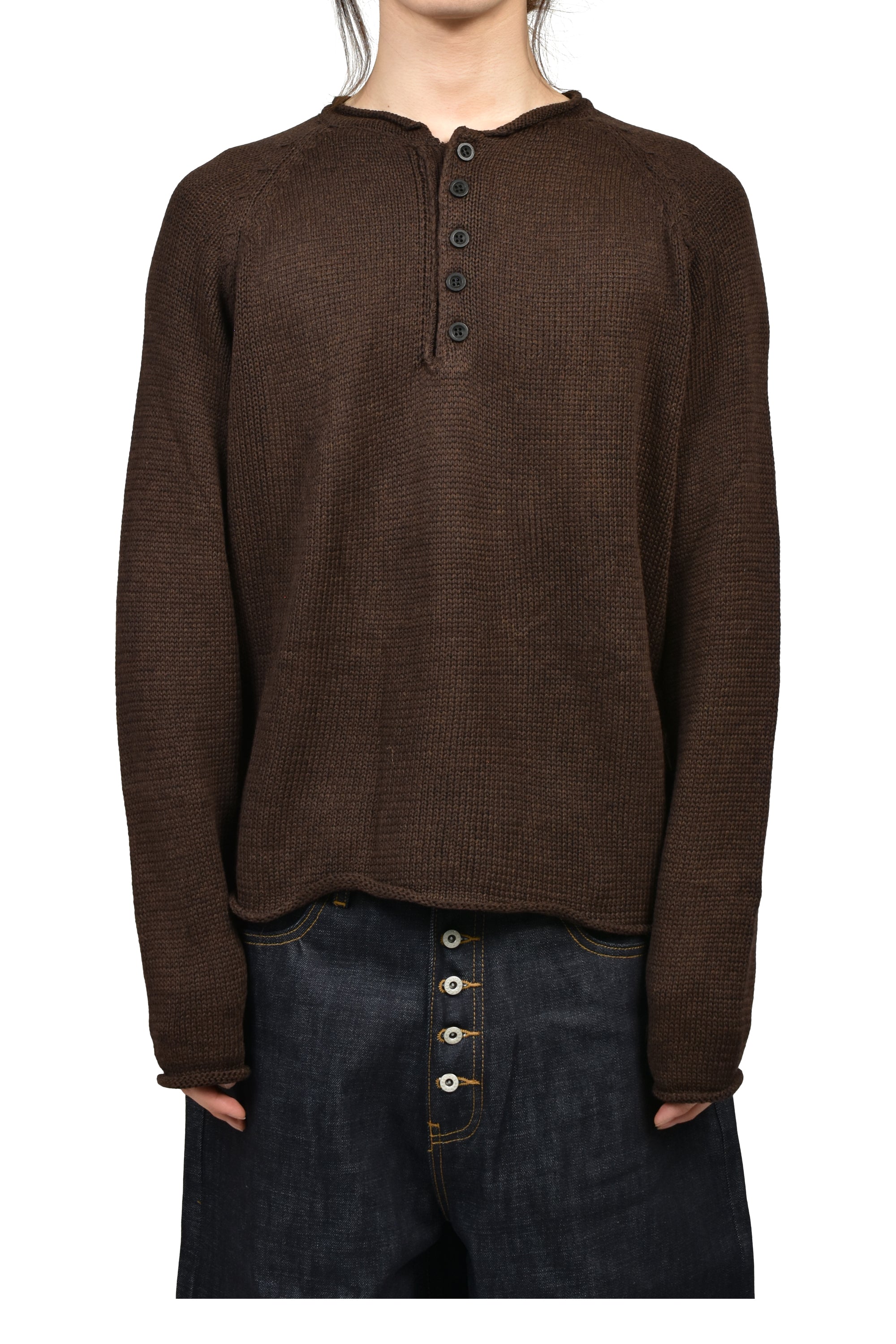 NO/FAITH STUDIOS SS26 BUTTON COTTON USED SHIRT BROWN / BRW - NUBIAN