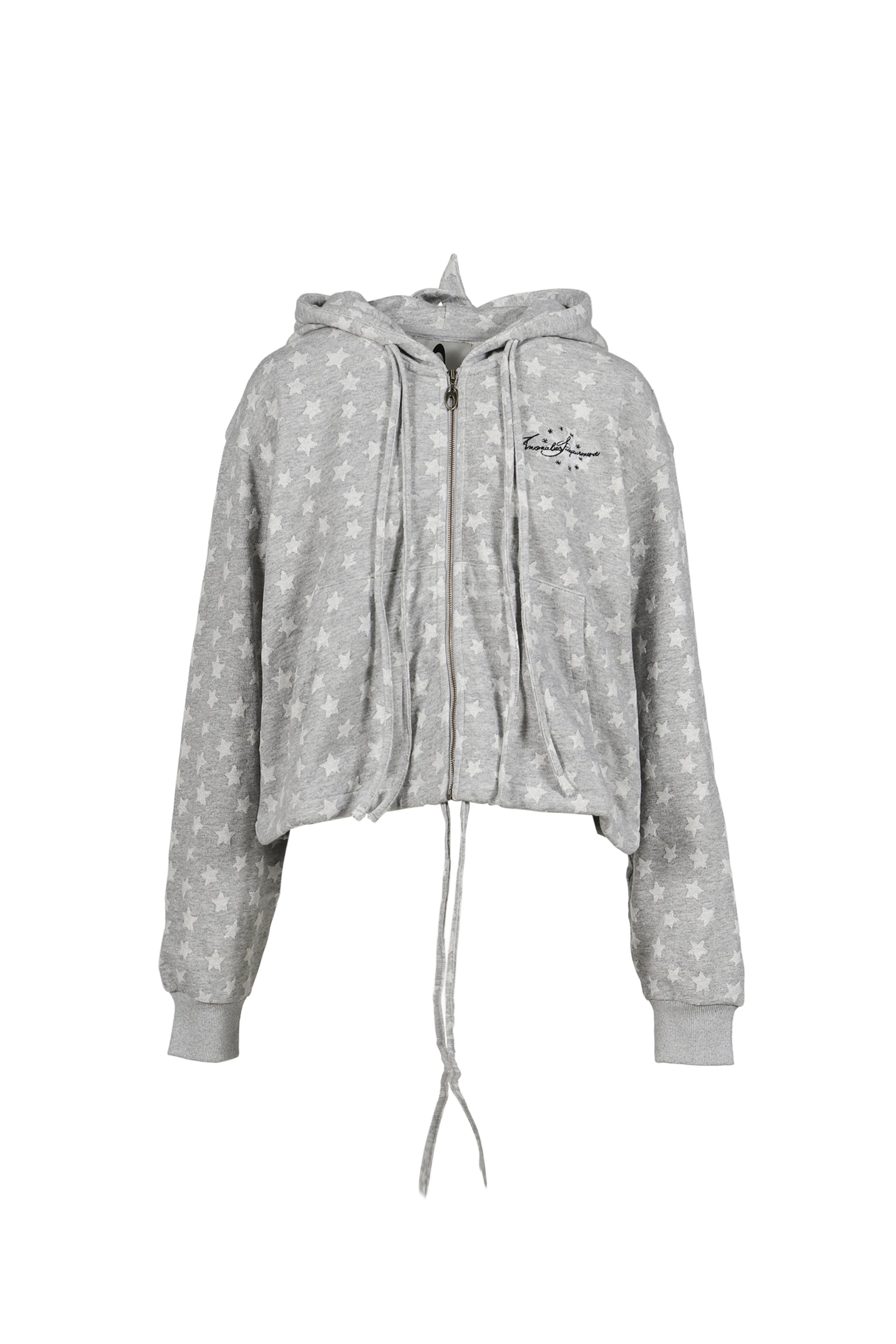 STAR JACQUARD HOODED SWEATSHIRT / GRY