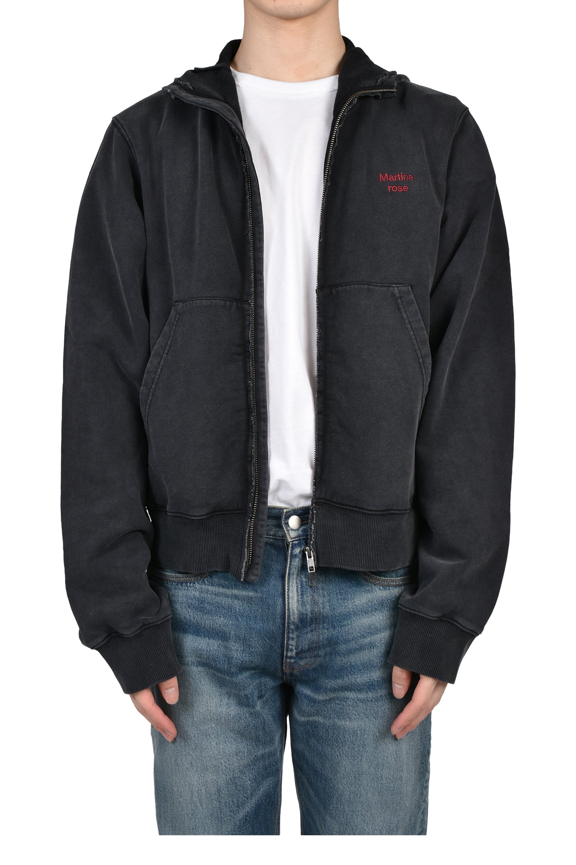 Martine Rose マーティン ローズ SS26 HOODED ZIP CREW / BLK WASHED