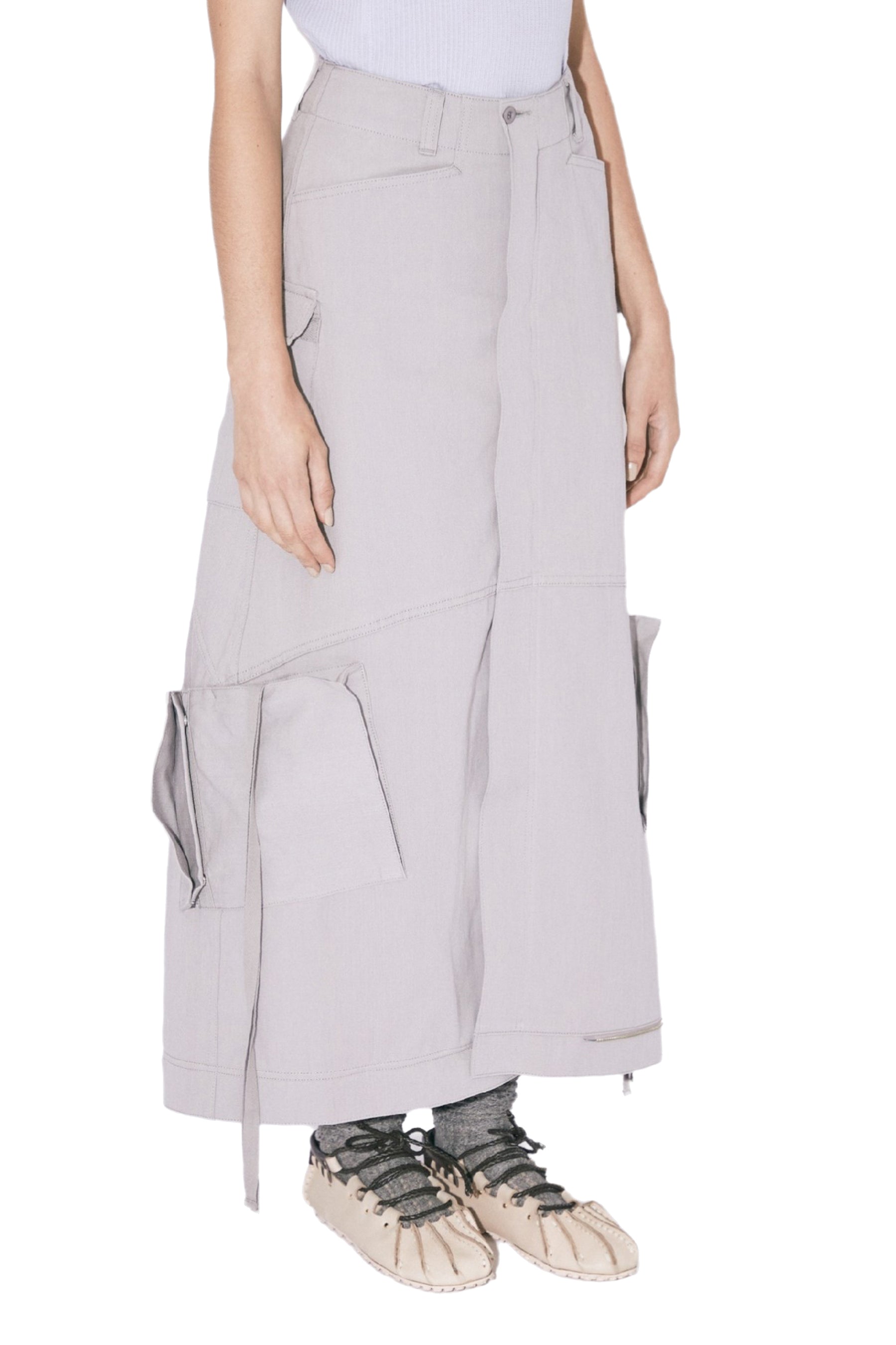 DOUBLE-END CHINO CLOTH CARGO SKIRT / GRY