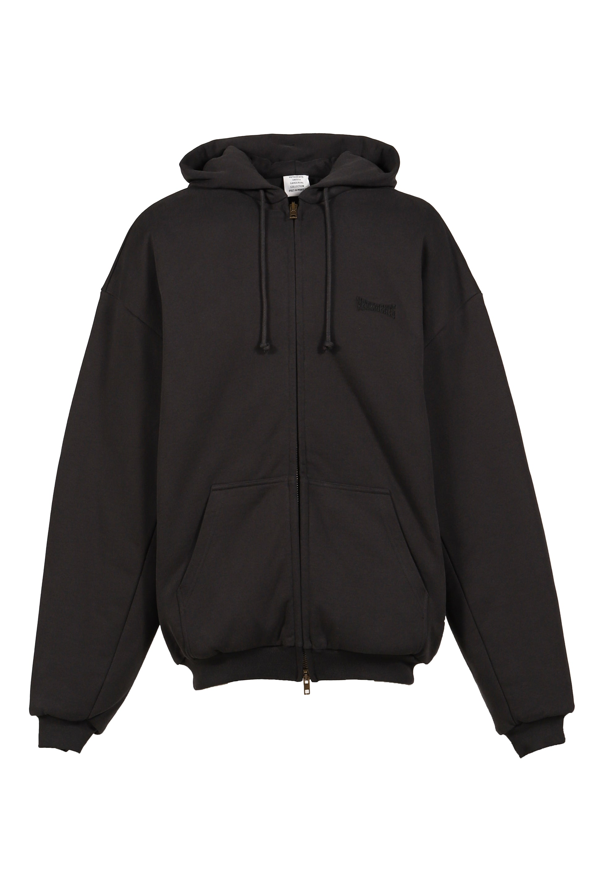 PUFFED OVERSIZED ZIP-UP HOODIE / WASHED BLK