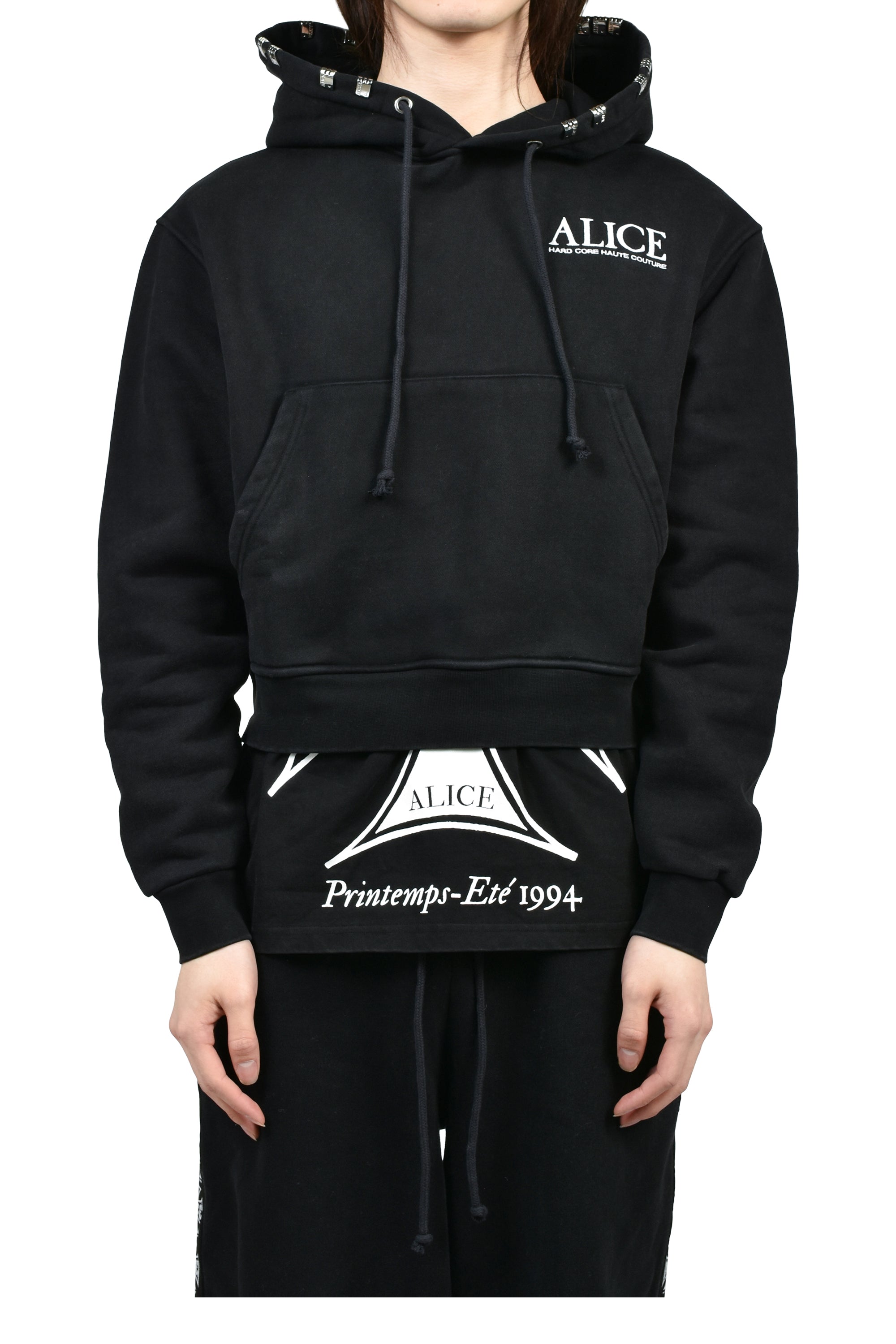 AliceHollywood パーカー ALICE HOLLYWOOD SS26 CO-TOUR LAYERED SWEATSHIRT / BLK - NUBIAN