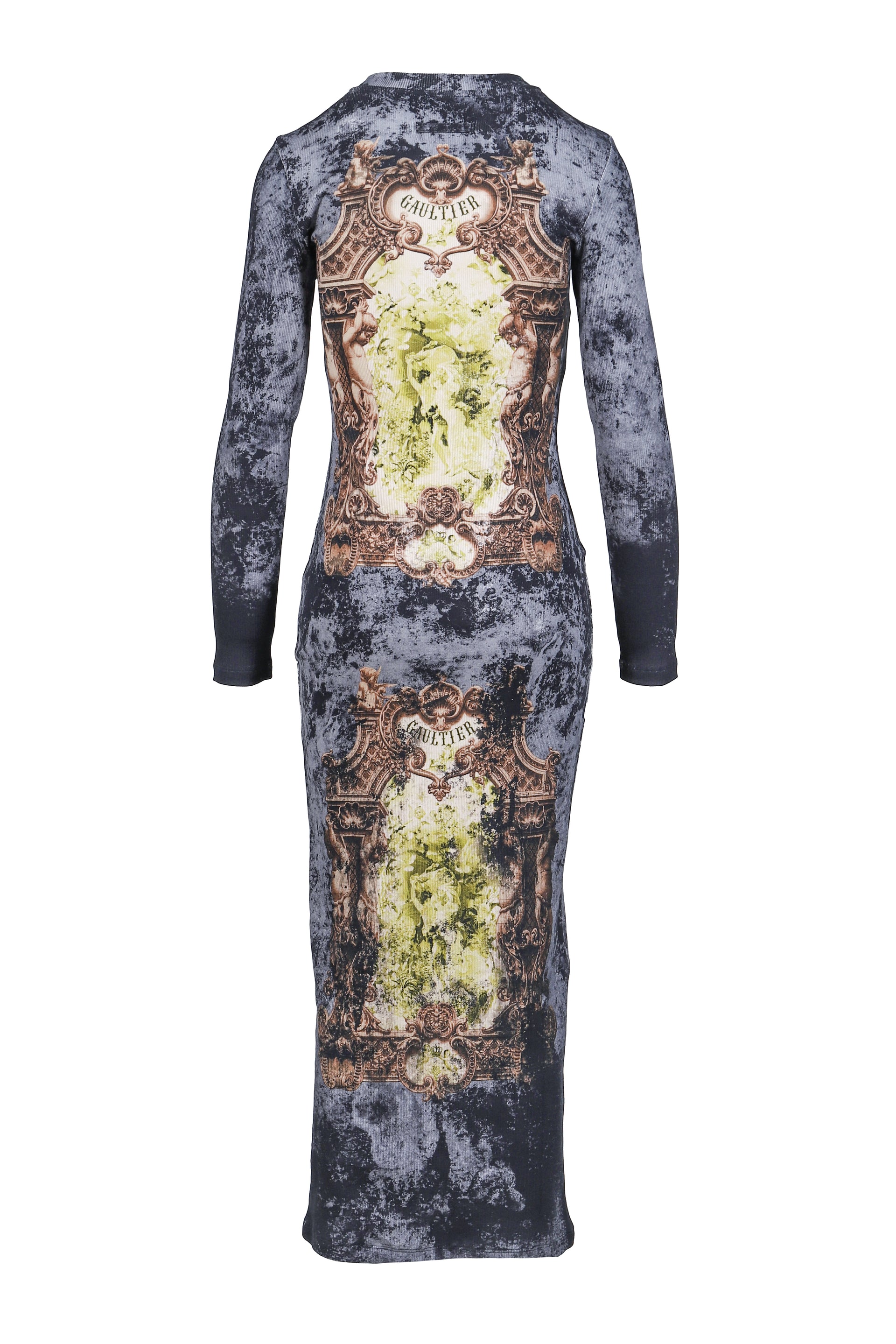 COTTON RIBBED LONG DRESS PRINTED "M_DAILLON"