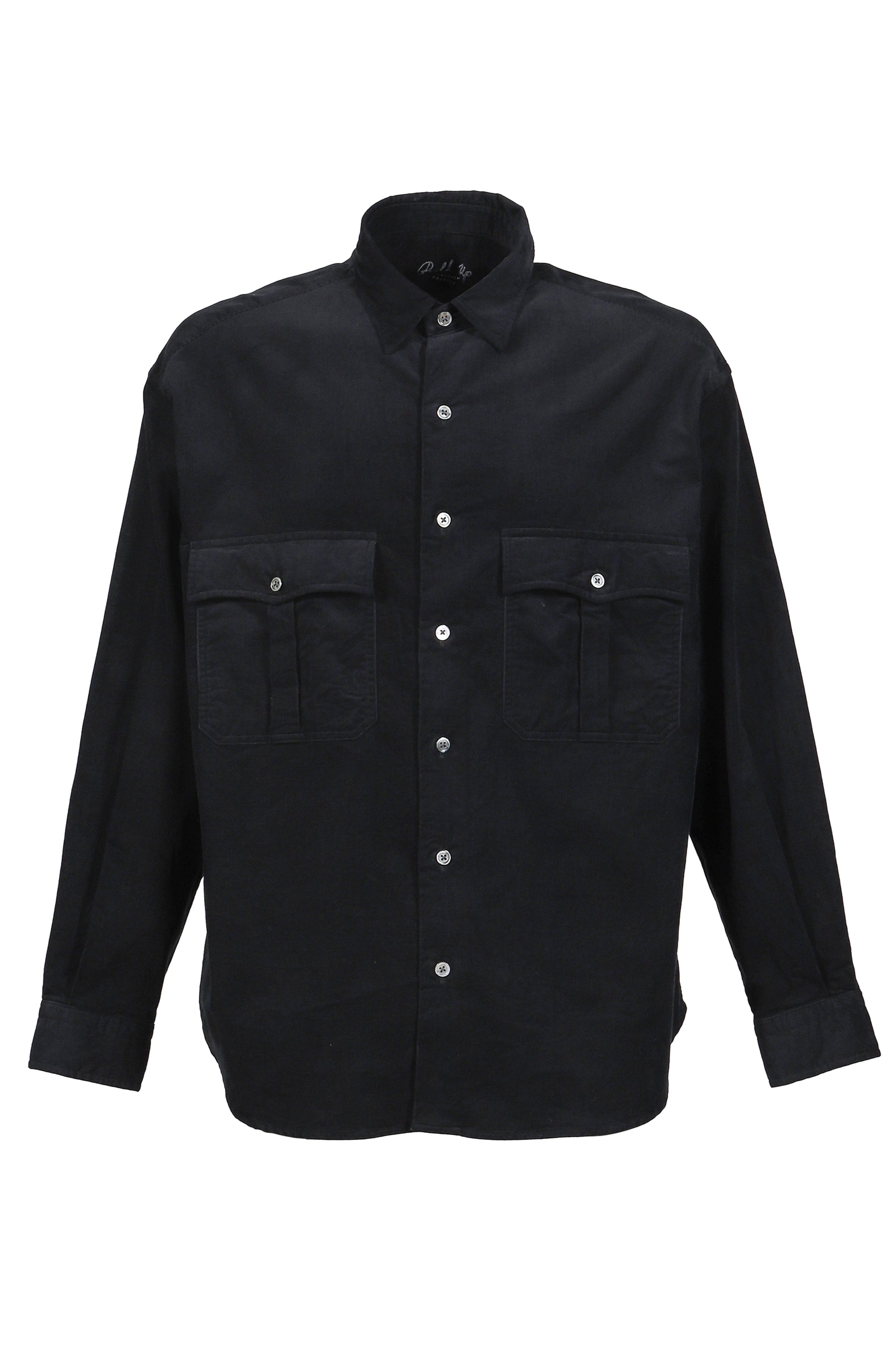 ROLL UP ORGANIC CORDUROY SHIRT / BLK