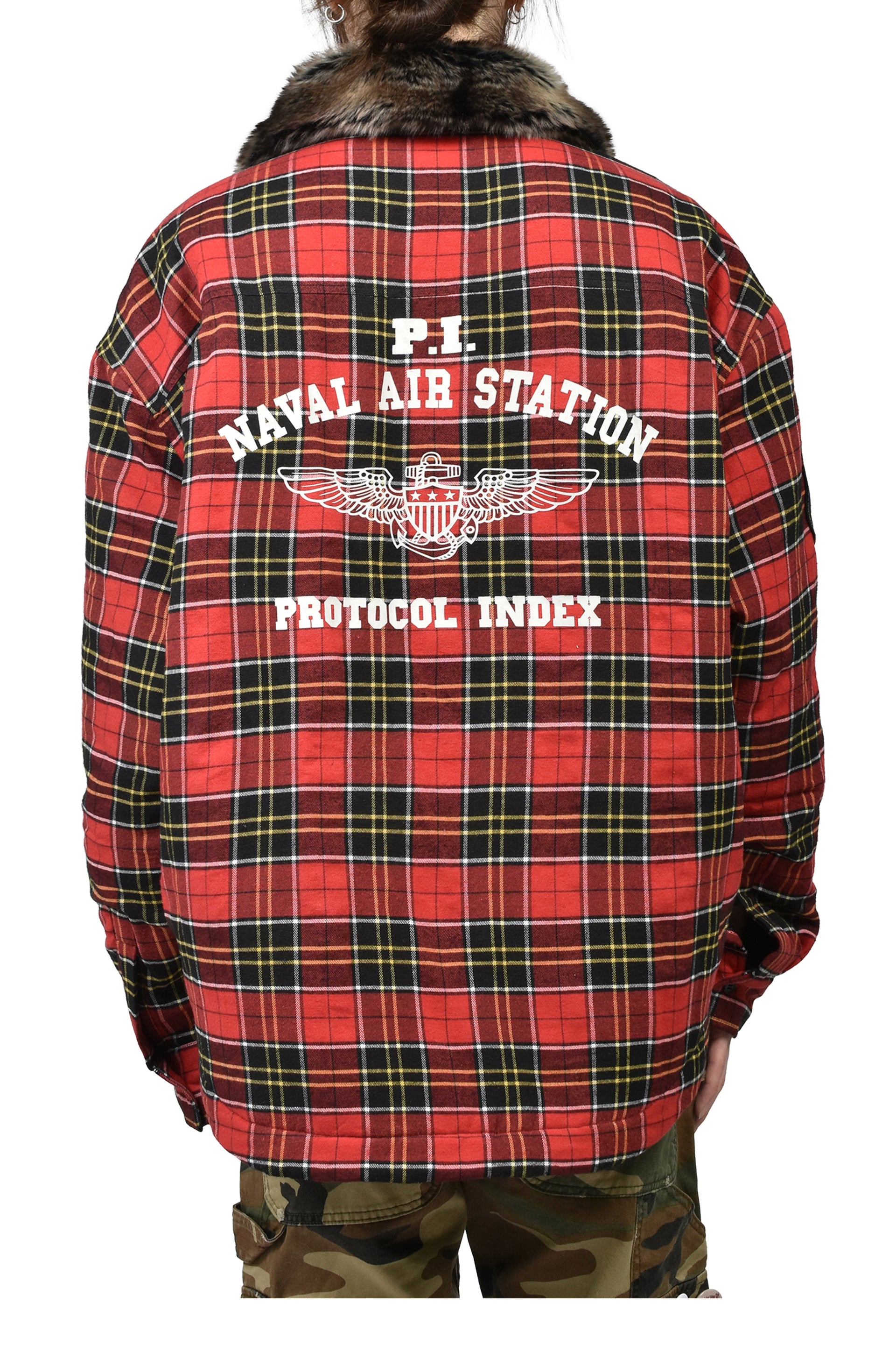 FUR FLANNEL SHIRTS JACKET / RED