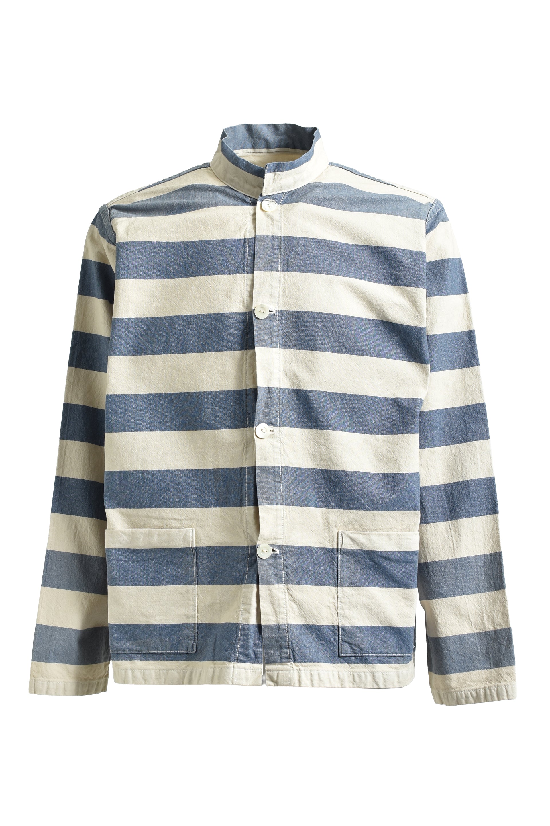 BLUE STRIPE PRISON JACKET AGED / AGED L.BLU×O.WHT