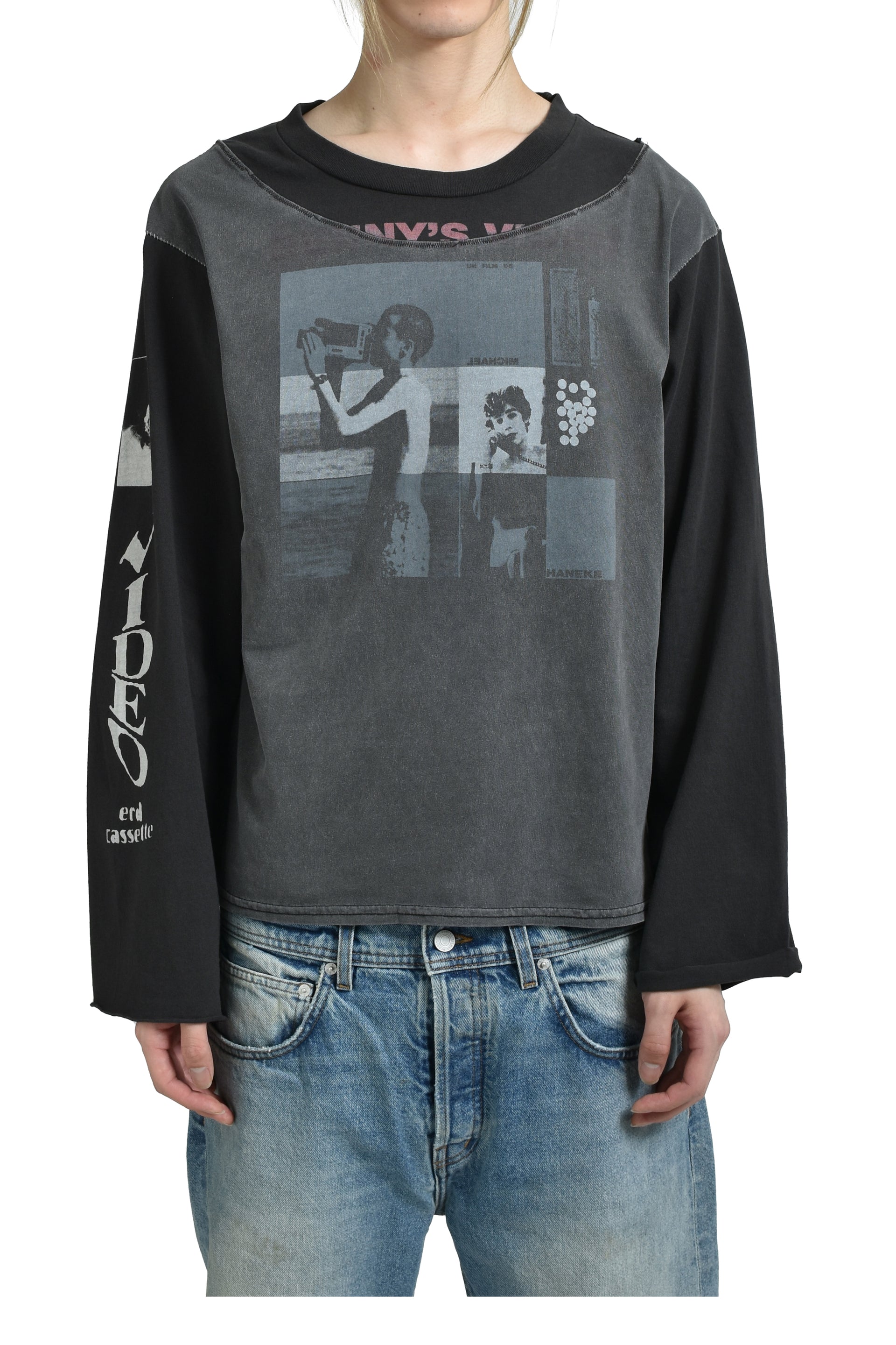 BENNY'S VIDEO ASSEMBLAGE LS T-SHIRT / FADED BLK