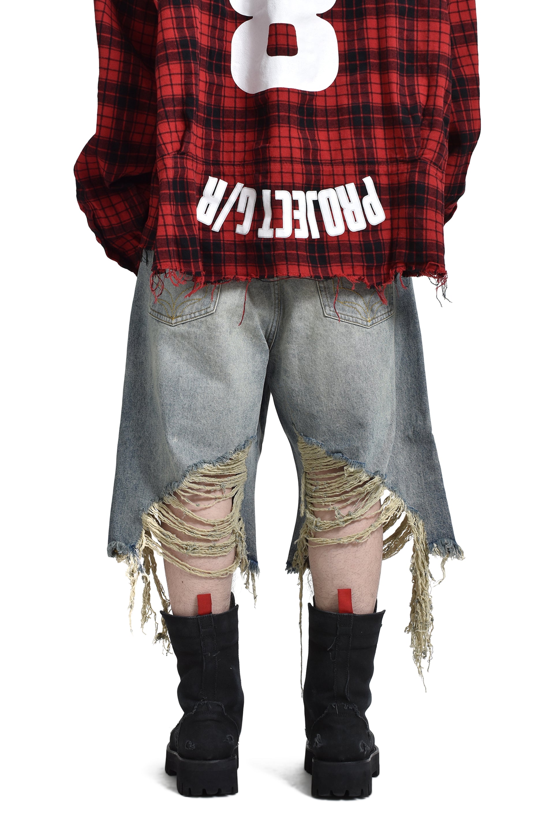 JUN/NAKAYAMA JN RIPPED DENIM SHORTS / IND