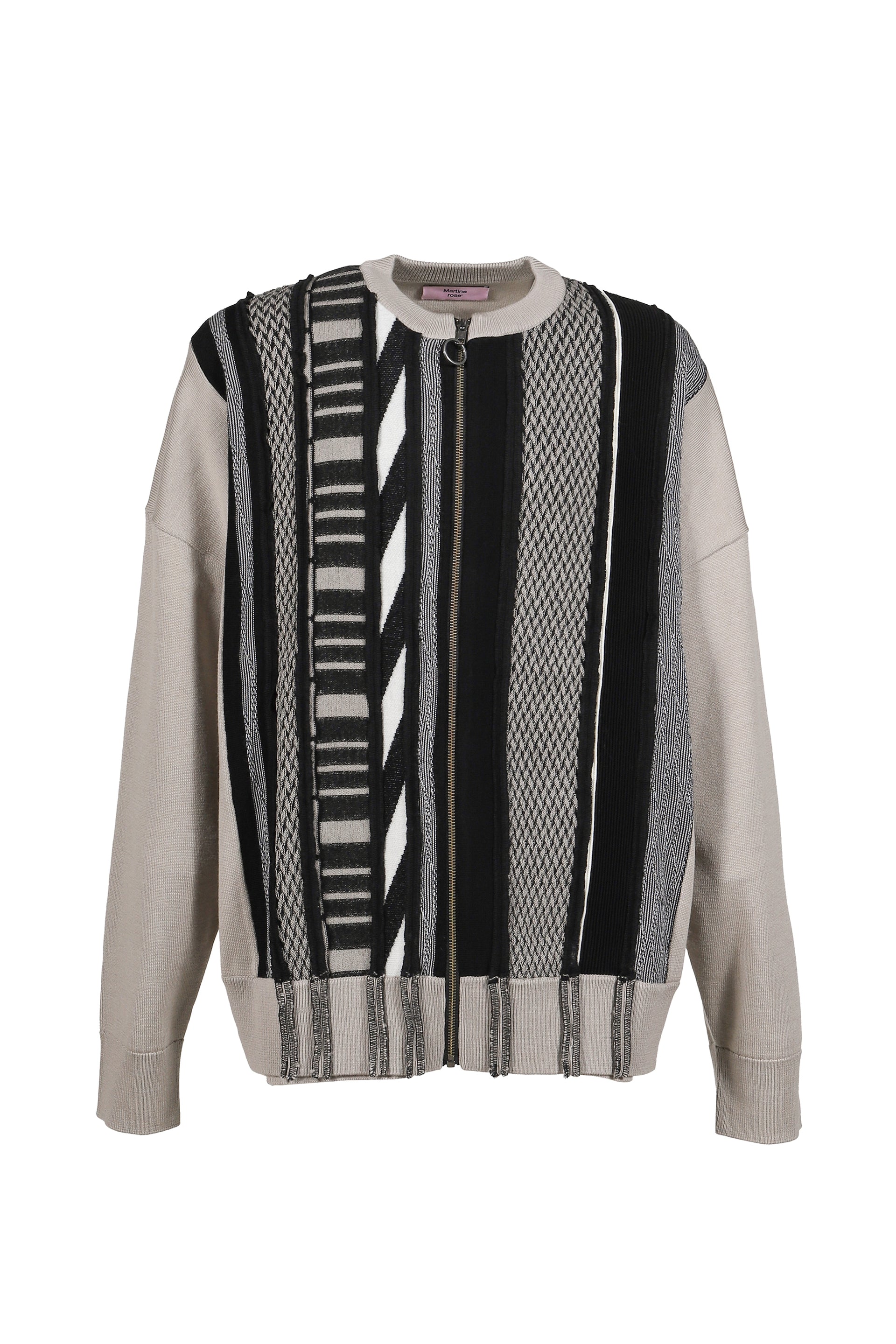 MULTI STRIPE ZIP UP CREW / BEI BLK