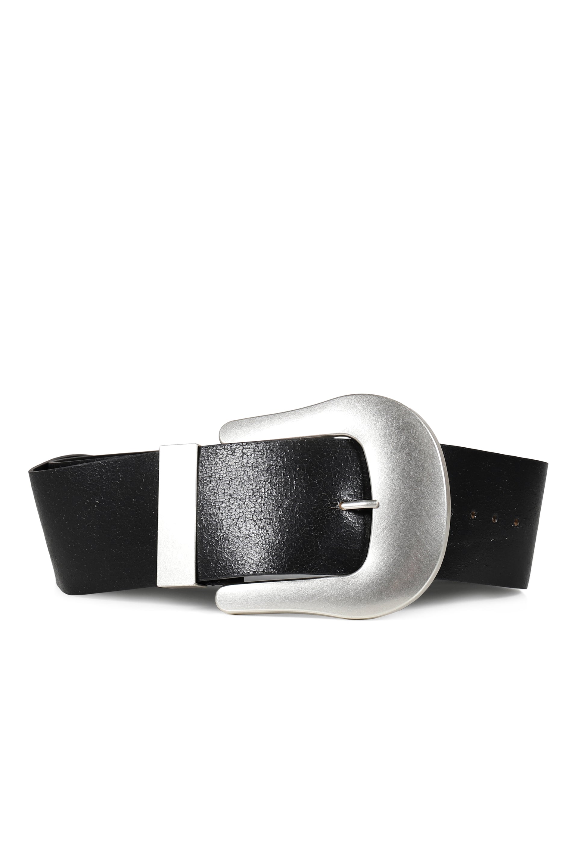 OVERSIZED WESTERN BELT CRACKED LEATHER / BLK
