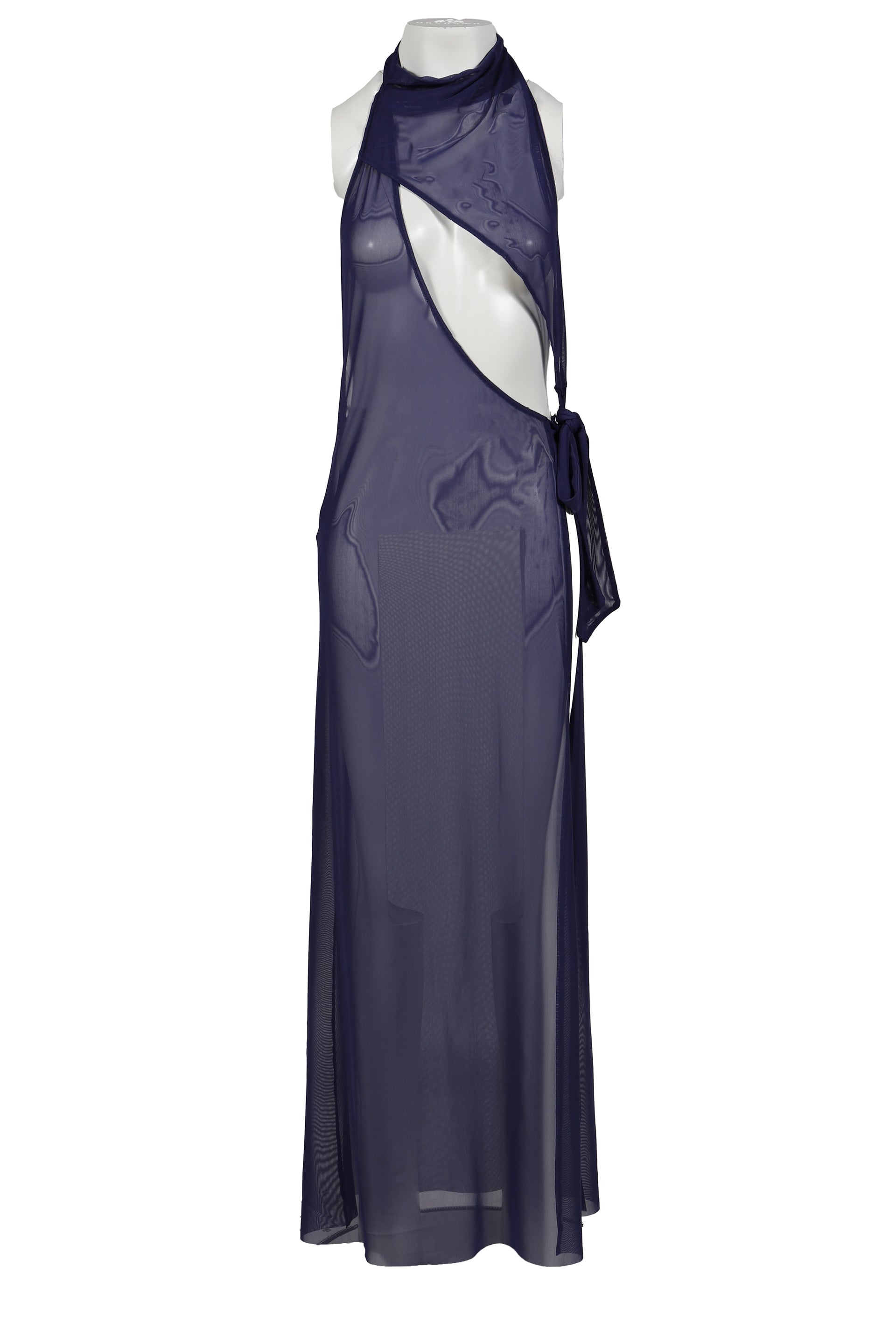 HALTERNECK MESH MAXI DRESS / PUR