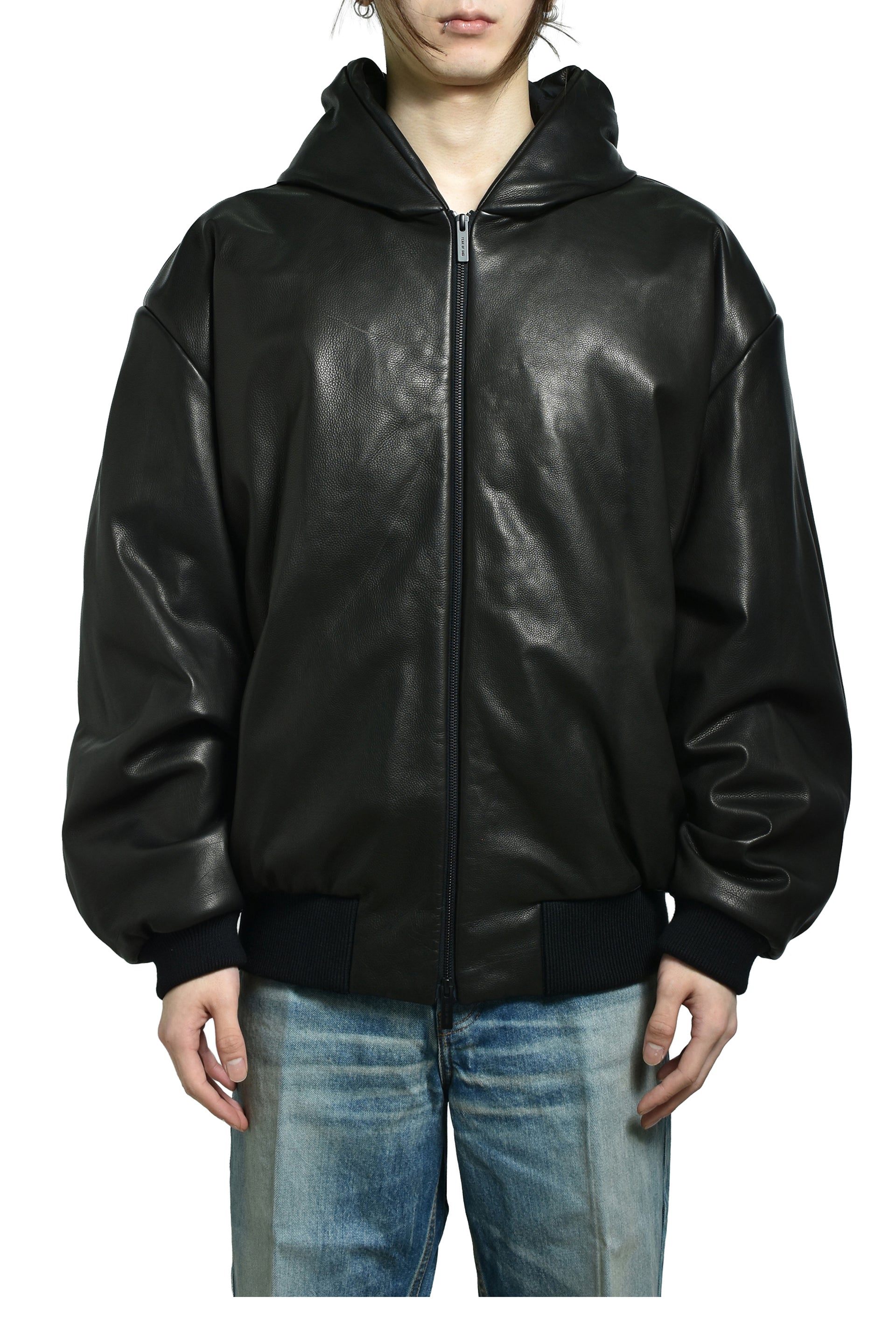 HOODED BOMBER JACKET / BLK