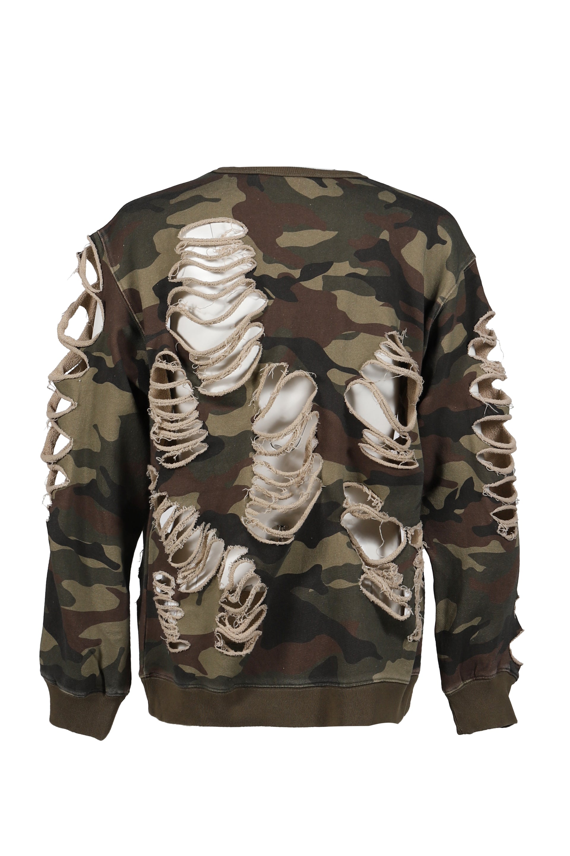 DISTRESSED CREWNECK / CAMO