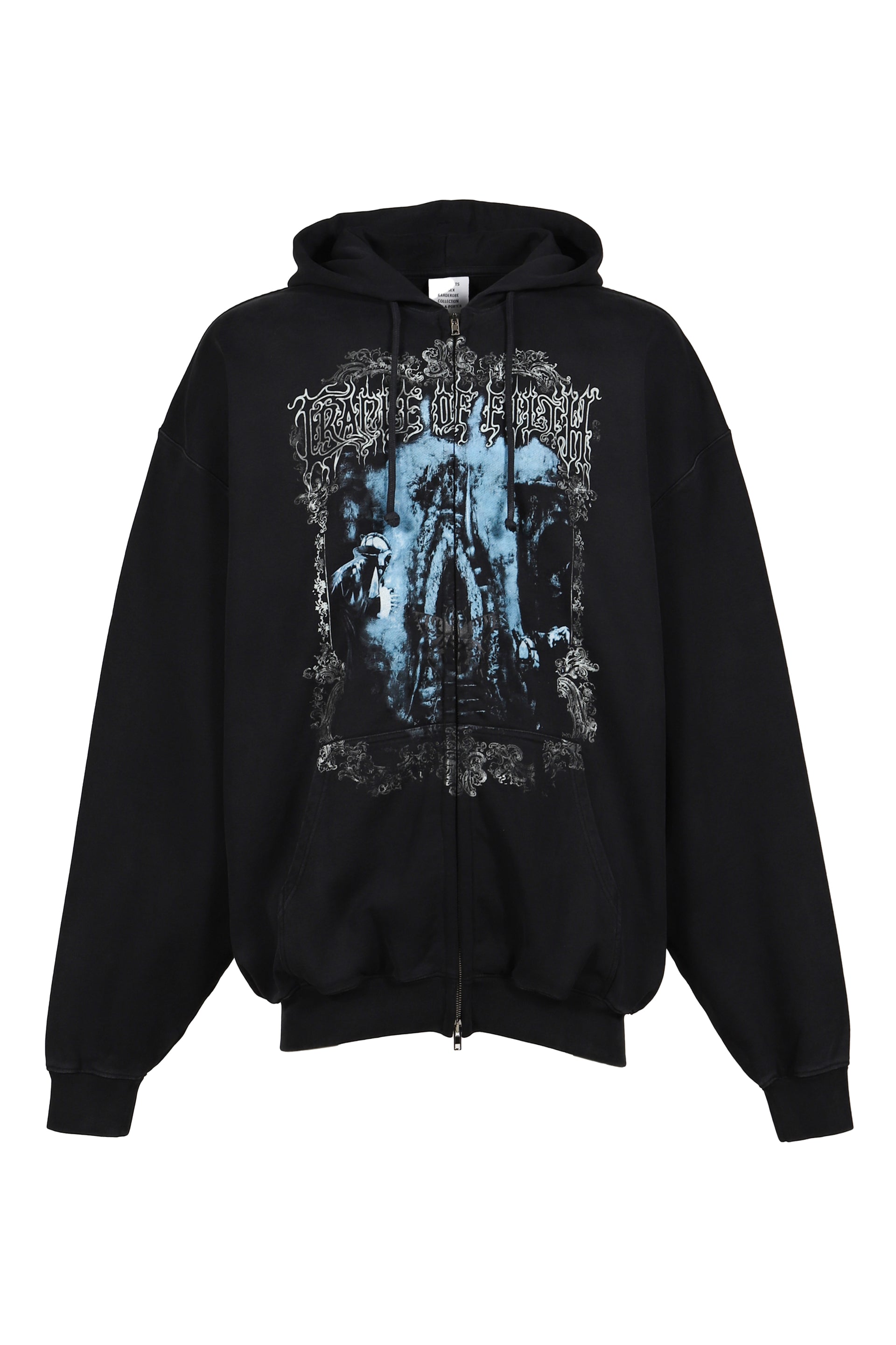 COF BUTTERFLY OVERSIZED ZIP-UP HOODIE / WASHED BLK