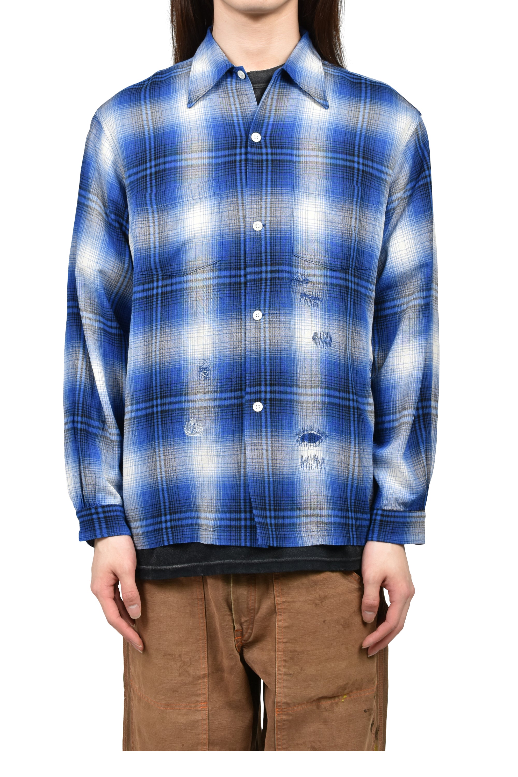トップス BOWWOW / REMADE RAYON PLAID SHIRT AGED BOW WOW NUBIAN Exclusive Item REMADE RAYON PLAID SHIRT AGED