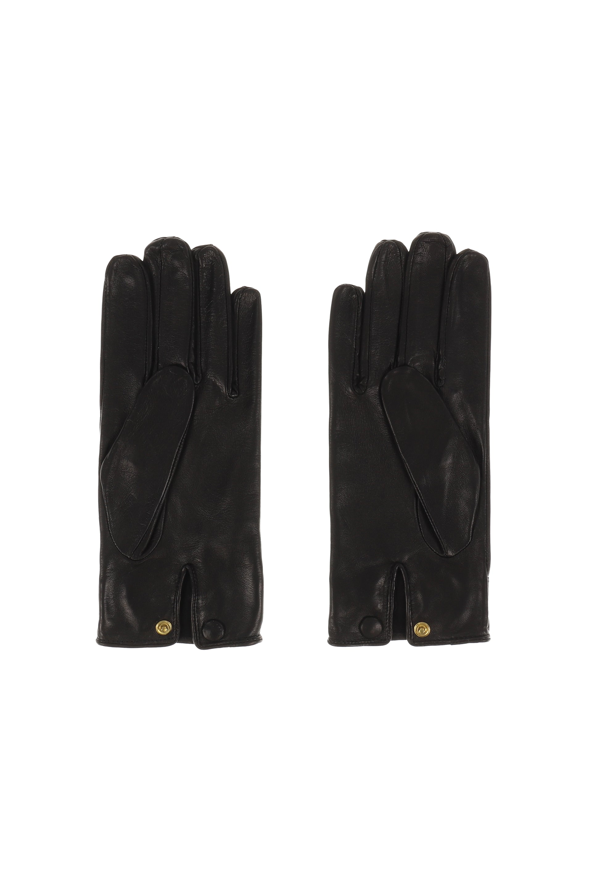 BUCKLE APLIQUE LEATHER GLOVES / BLK