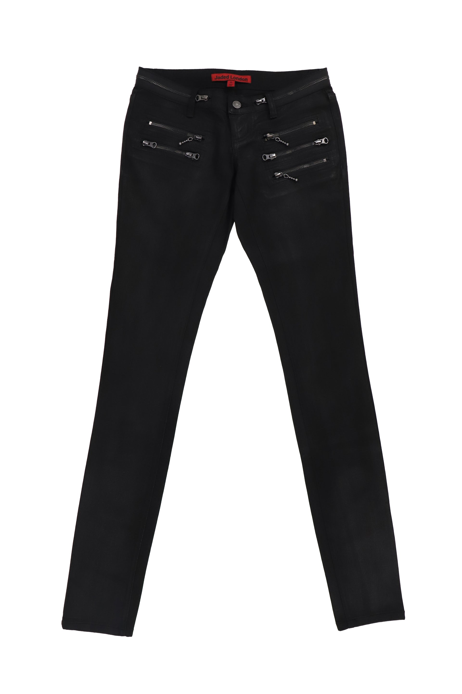 COATED ZIP SKINNY JEANS / BLK