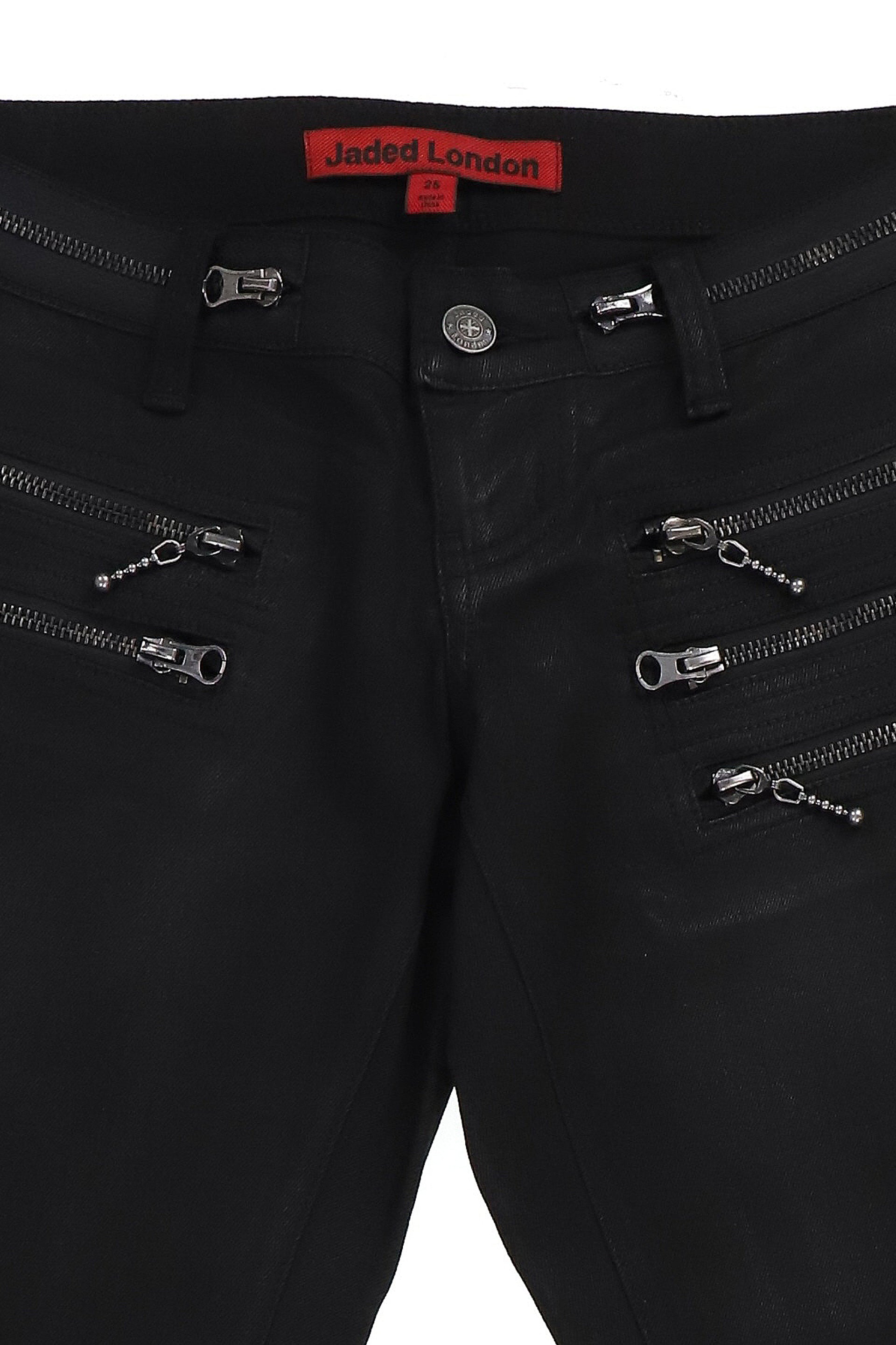 COATED ZIP SKINNY JEANS / BLK