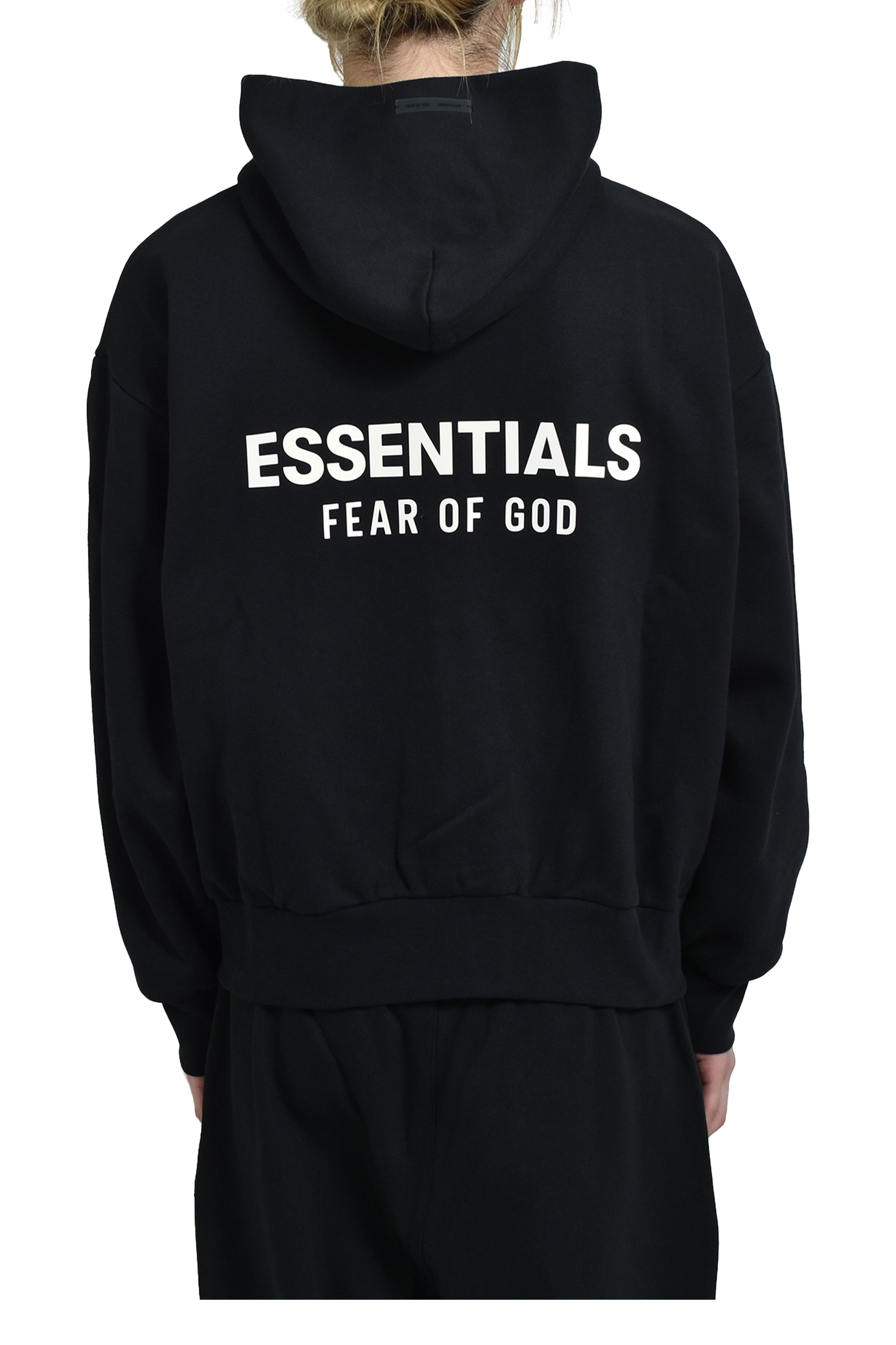 ESSENTIALS CLASSIC FIT FLEECE ZIP UP HOODIE / JET BLK