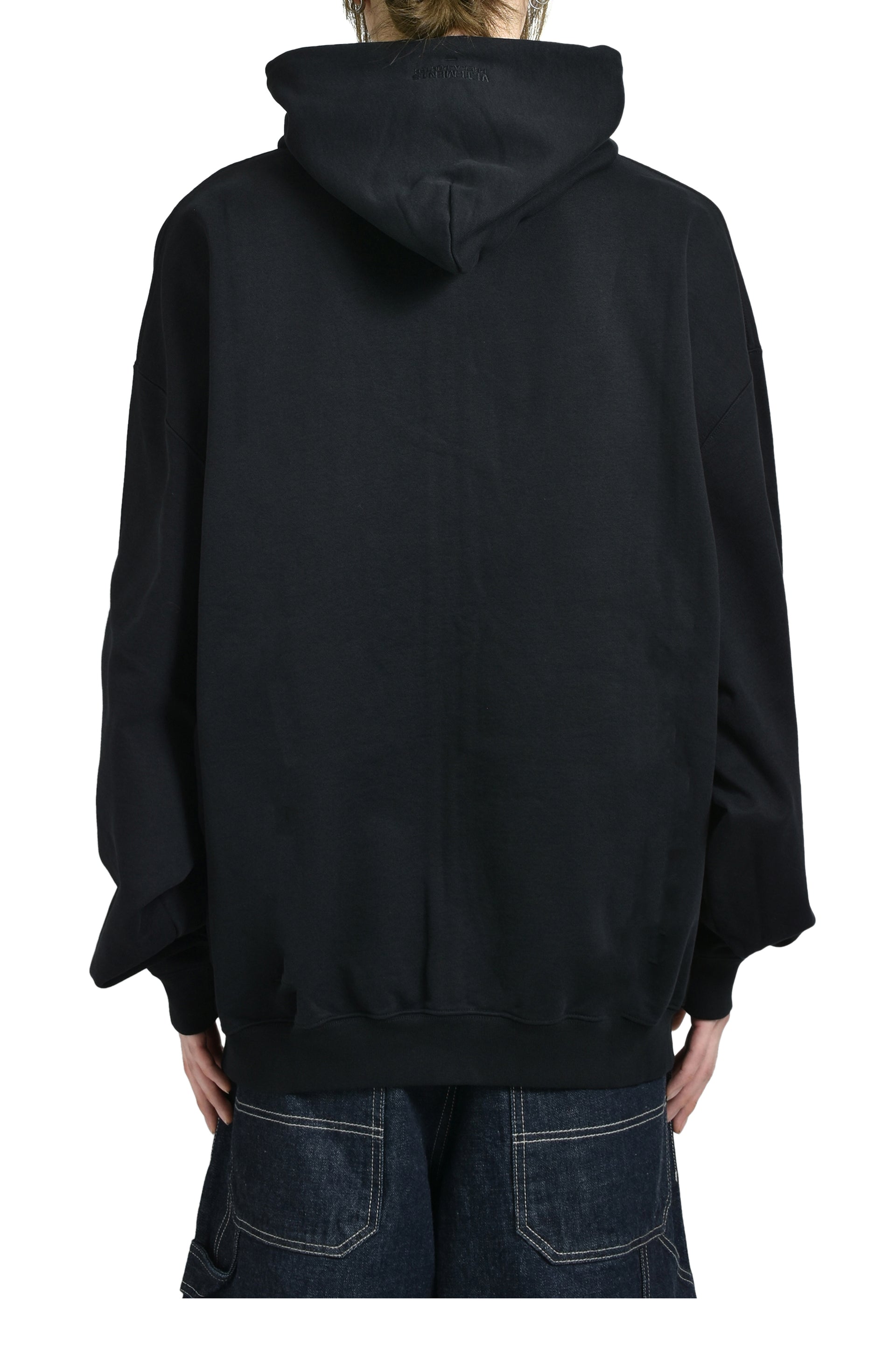 LOGO OVERSIZED ZIP-UP HOODIE / BLK
