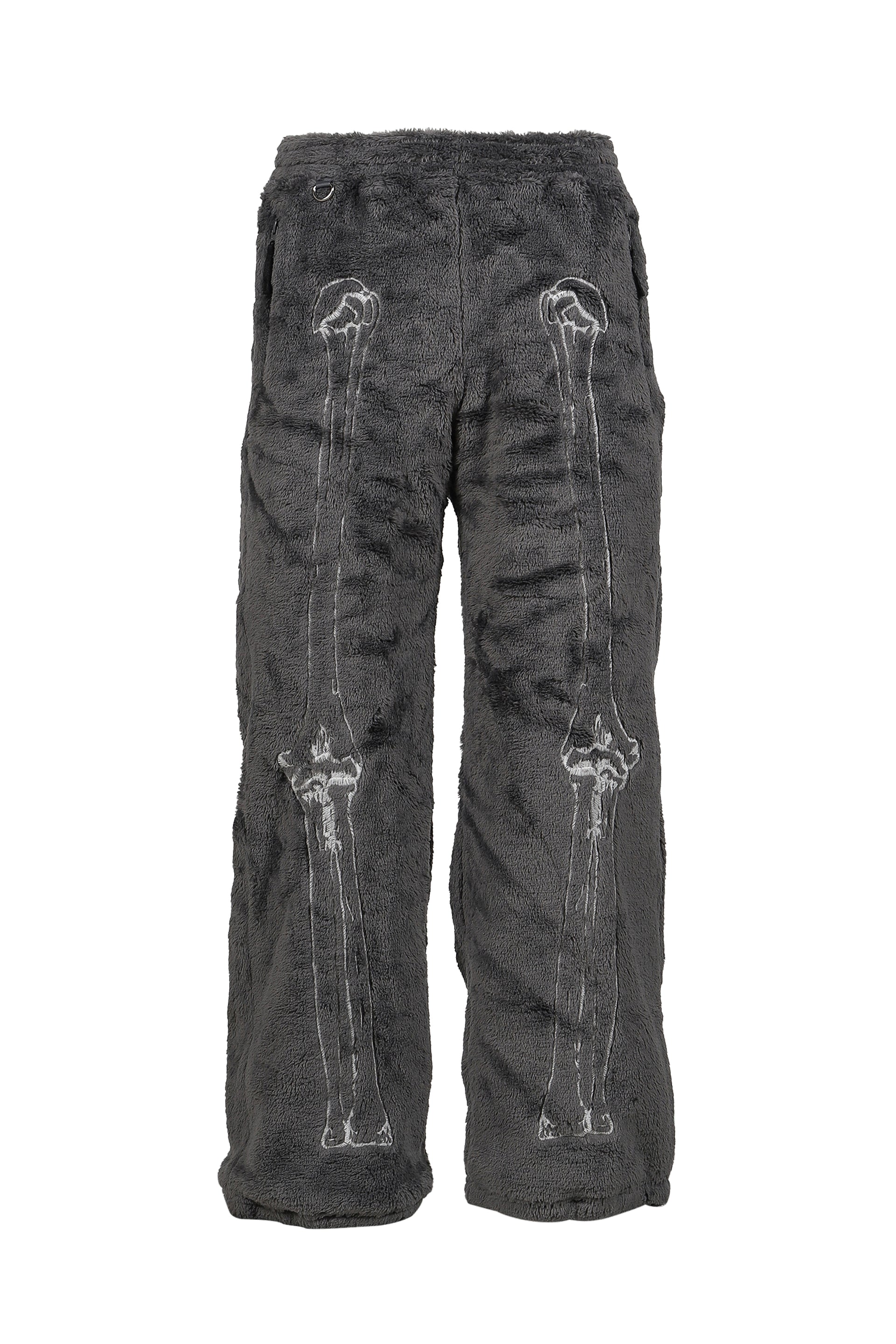 GLOW-IN-THE-DARK SKELTON FLEECE PANTS / GRY