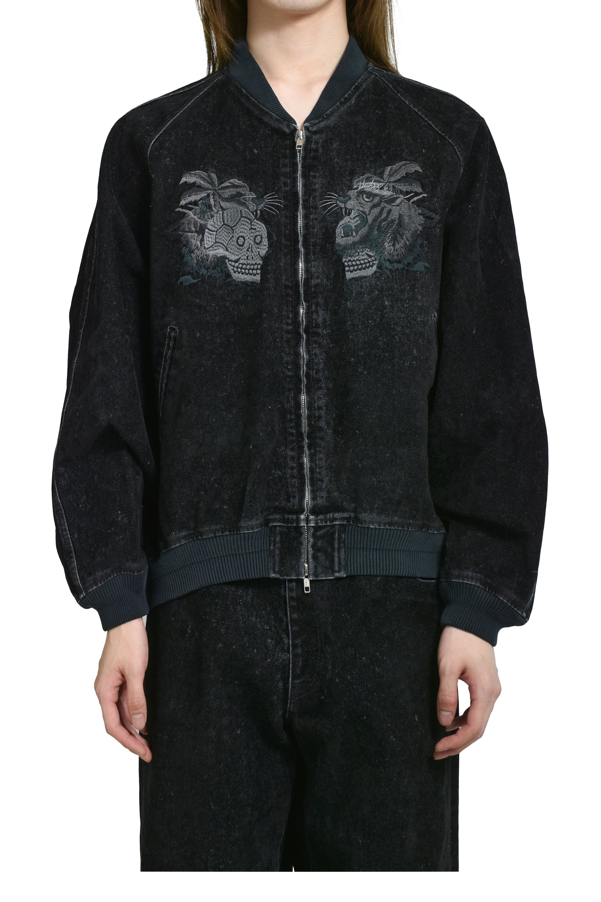 FLOCKED DEINM SOUVENIR JACKET / BLK