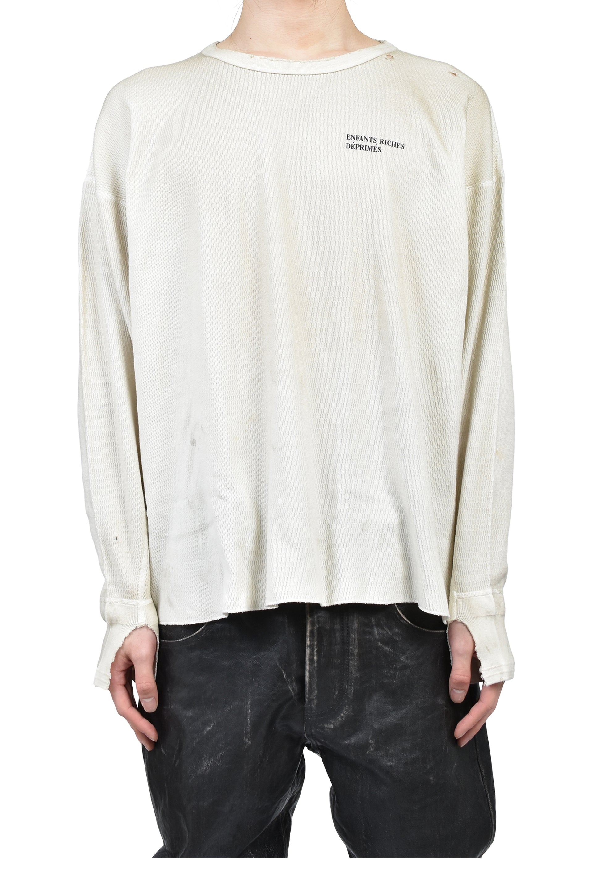 CLASSIC LOGO DISTRESSED THERMAL LS / DIRT WHT
