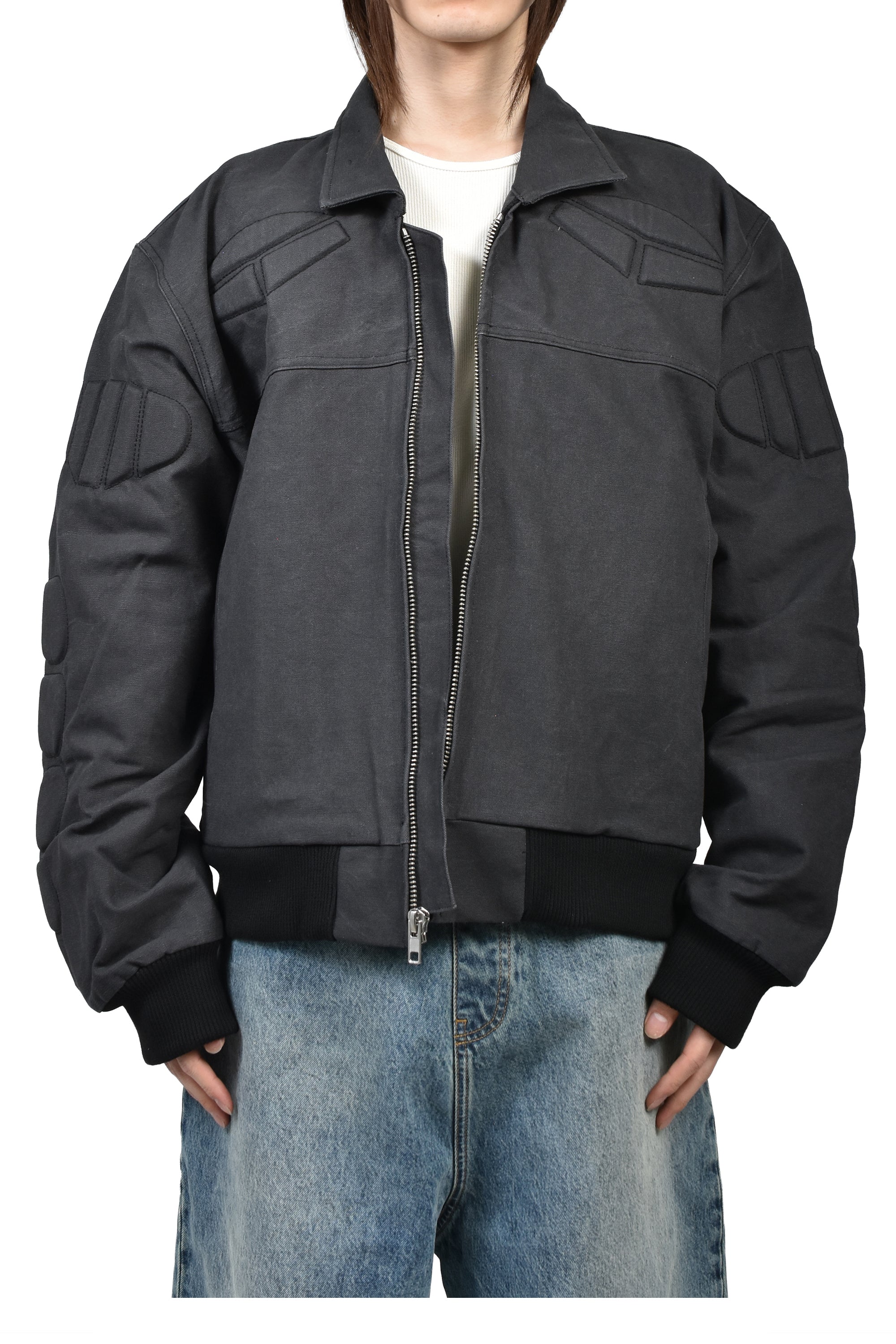 SATOSHI NAKAMOTO FW24 WORKWEAR MA-1 MOTO JACKET / VINTAGE BLK - NUBIAN