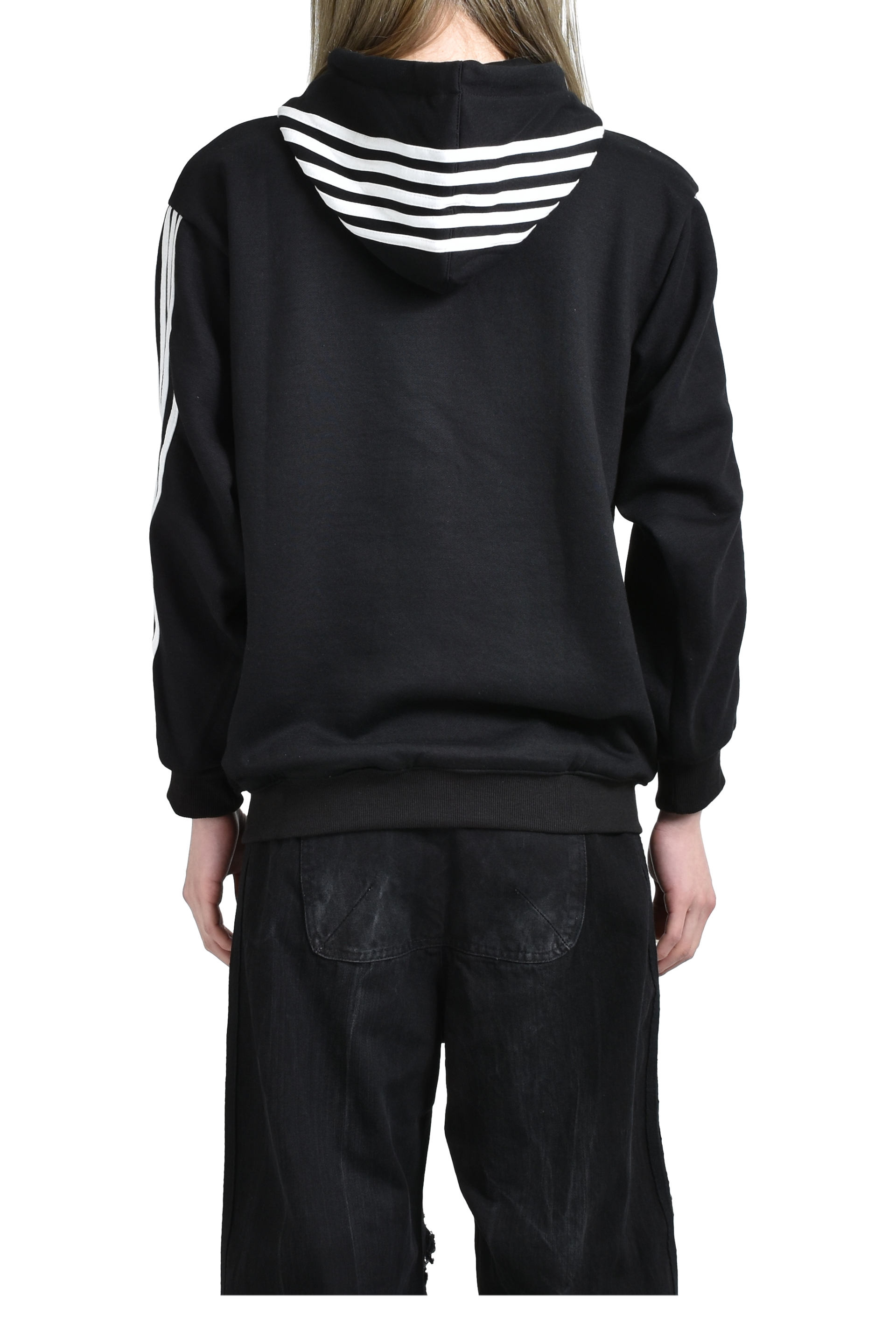 YORI SPORT YORI SPORT 5STRIPE PRINTED HOOD ZIP-UP / BLK