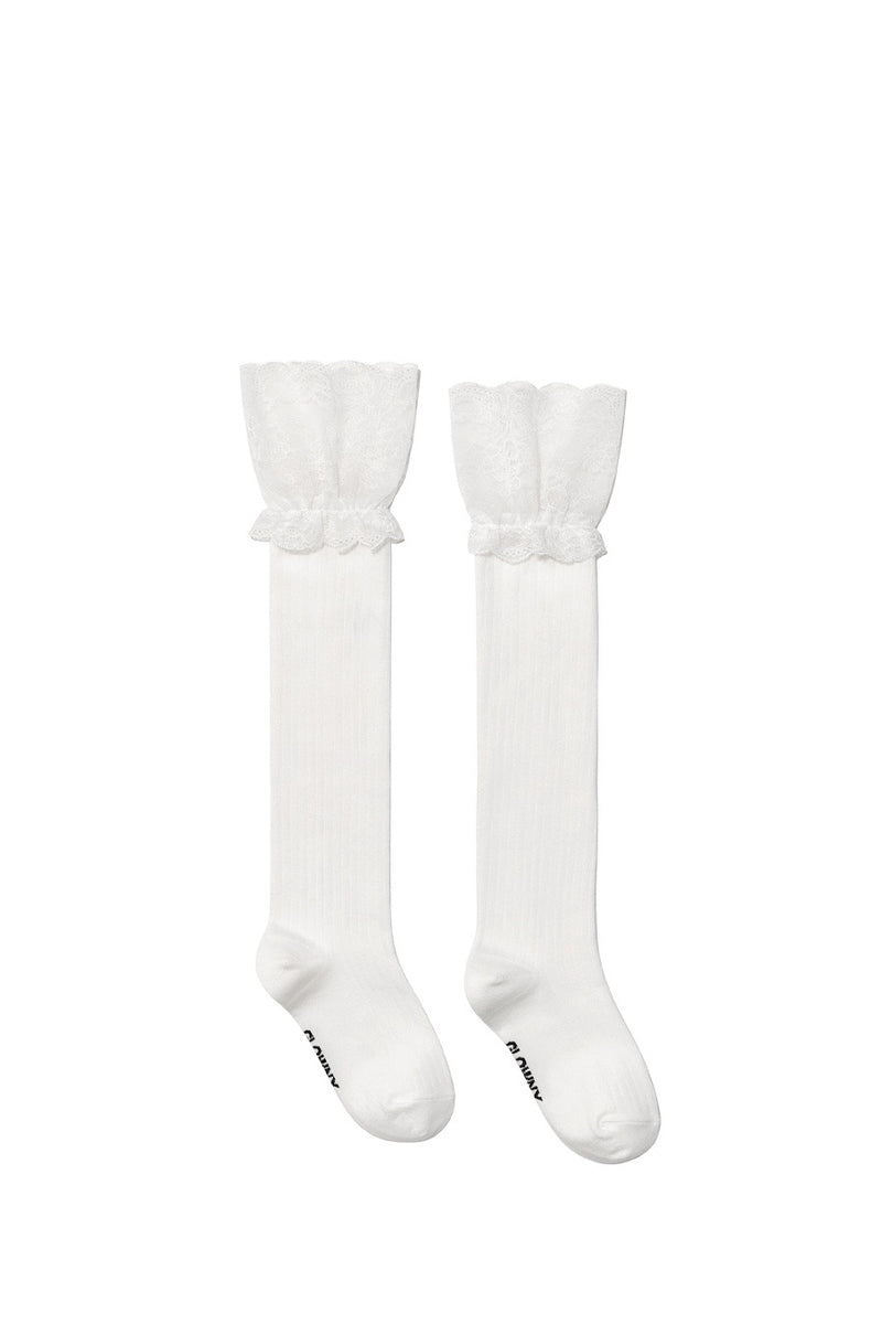 POSH LACE KNEE SOCKS / WHITE