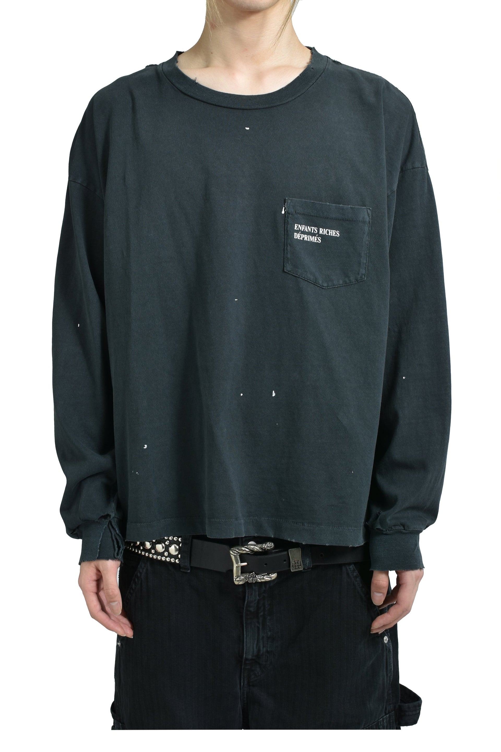 CLASSIC LOGO LS T-SHIRT / L.WASHED BLK