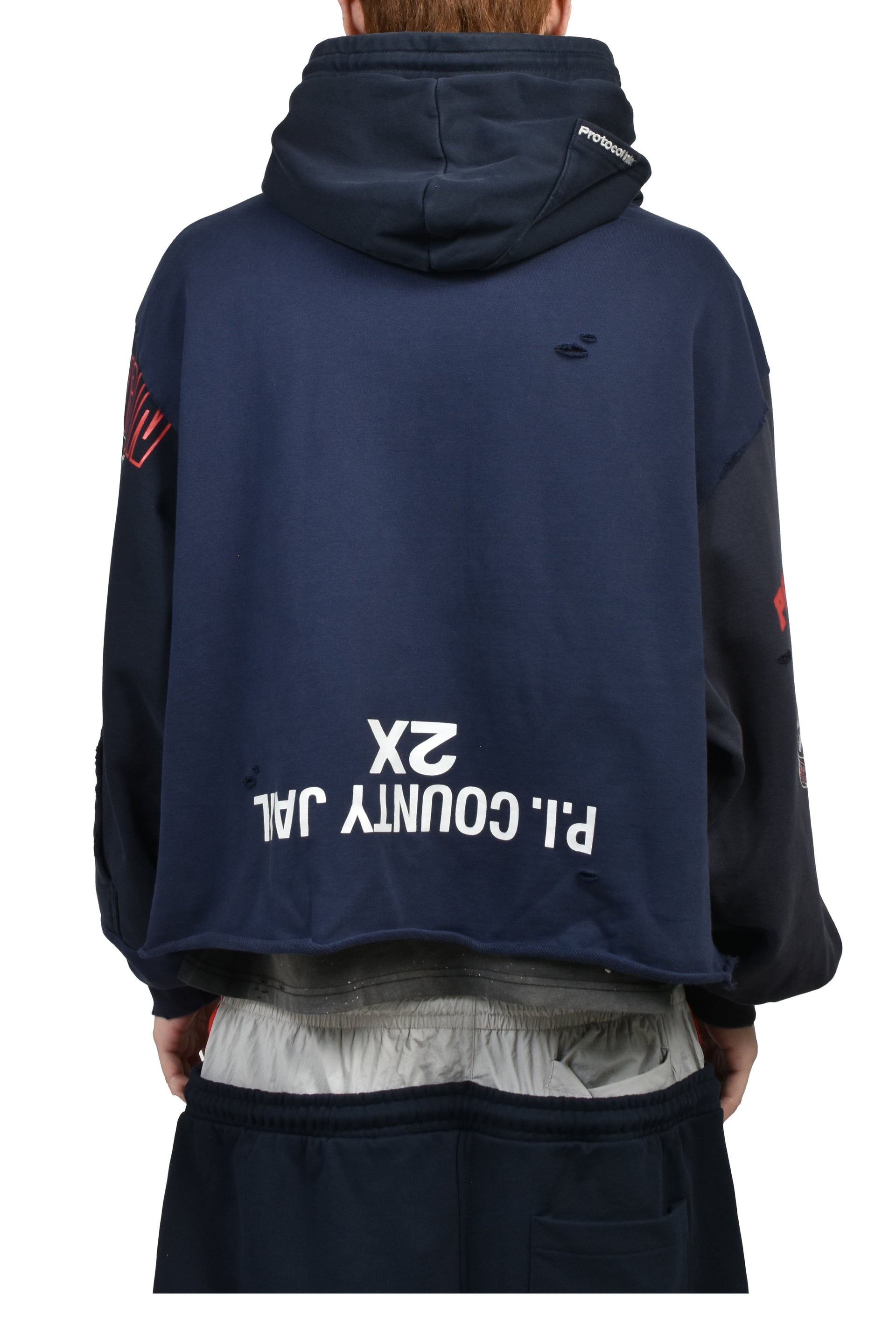 UPSIDE DOWN ZIP HOODIE (EXCLUSIVE) / NVY