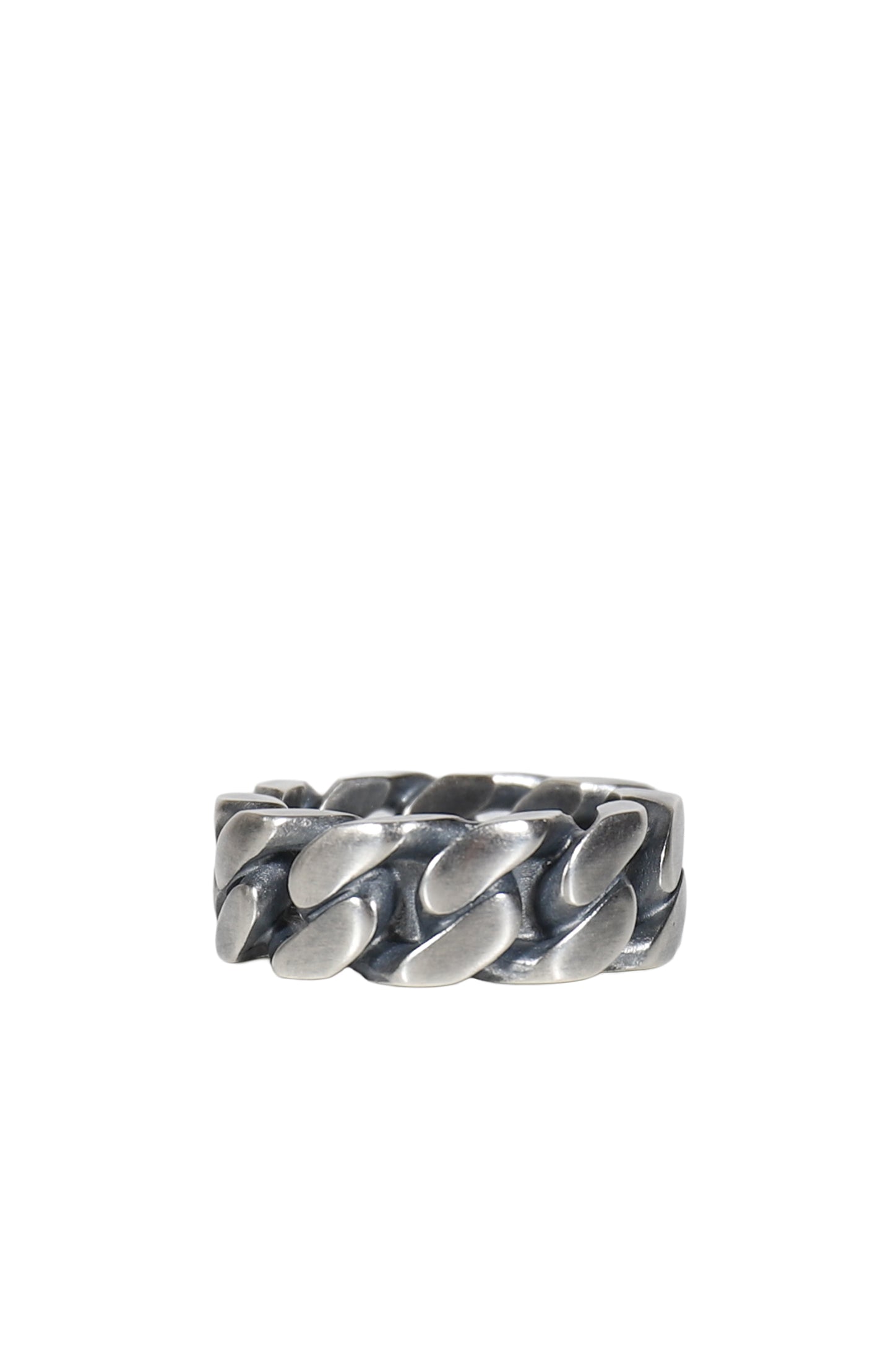 MINIMAL LOGO CURB RING / ARGENTO BRUNITO