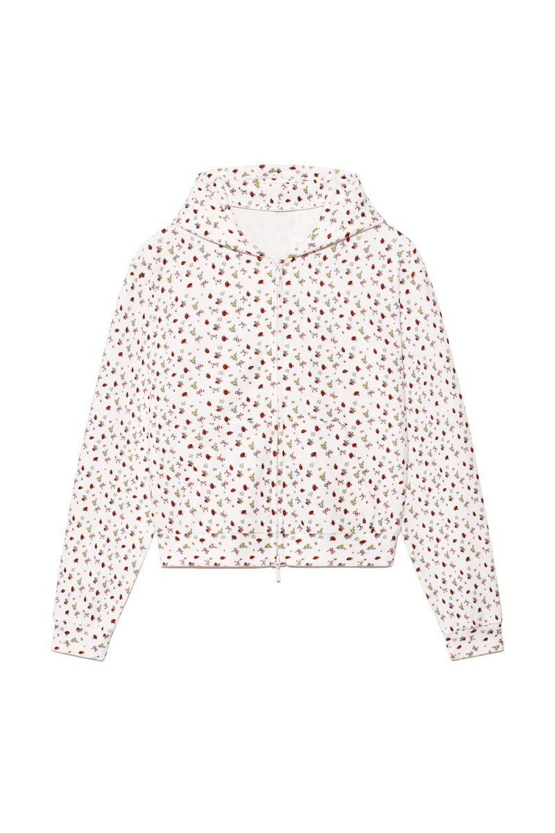 LAZY SUNDAY TERRY ZIP UP / STRAWBERRY BOW
