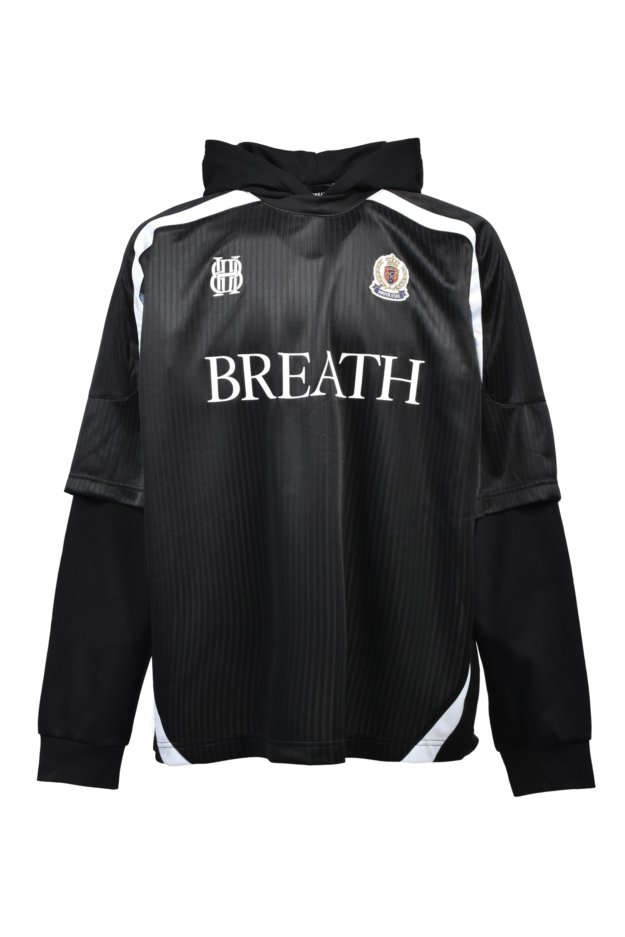 BREATH SS26BH LOGO LAYERED GAME SHIRT HOODIE / BLK - NUBIAN