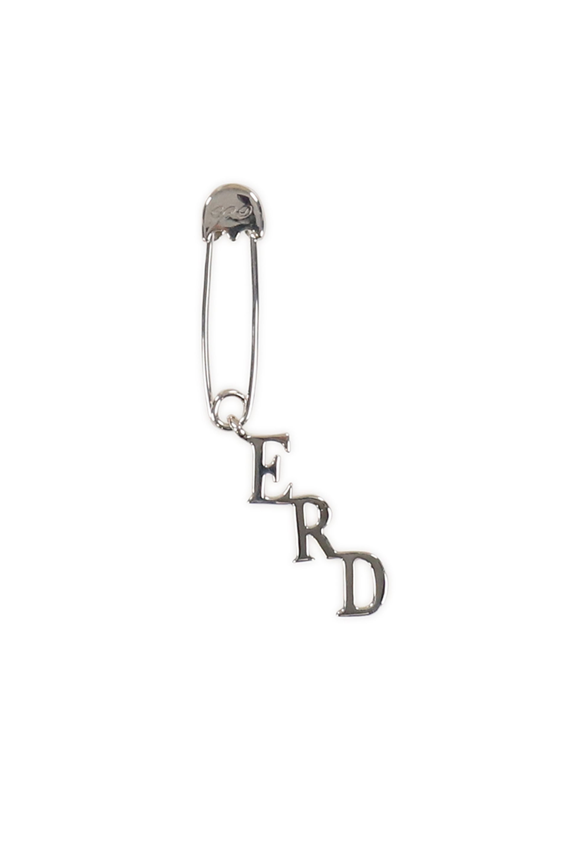 ERD CHARM SAFETY PIN EARRING / SIL