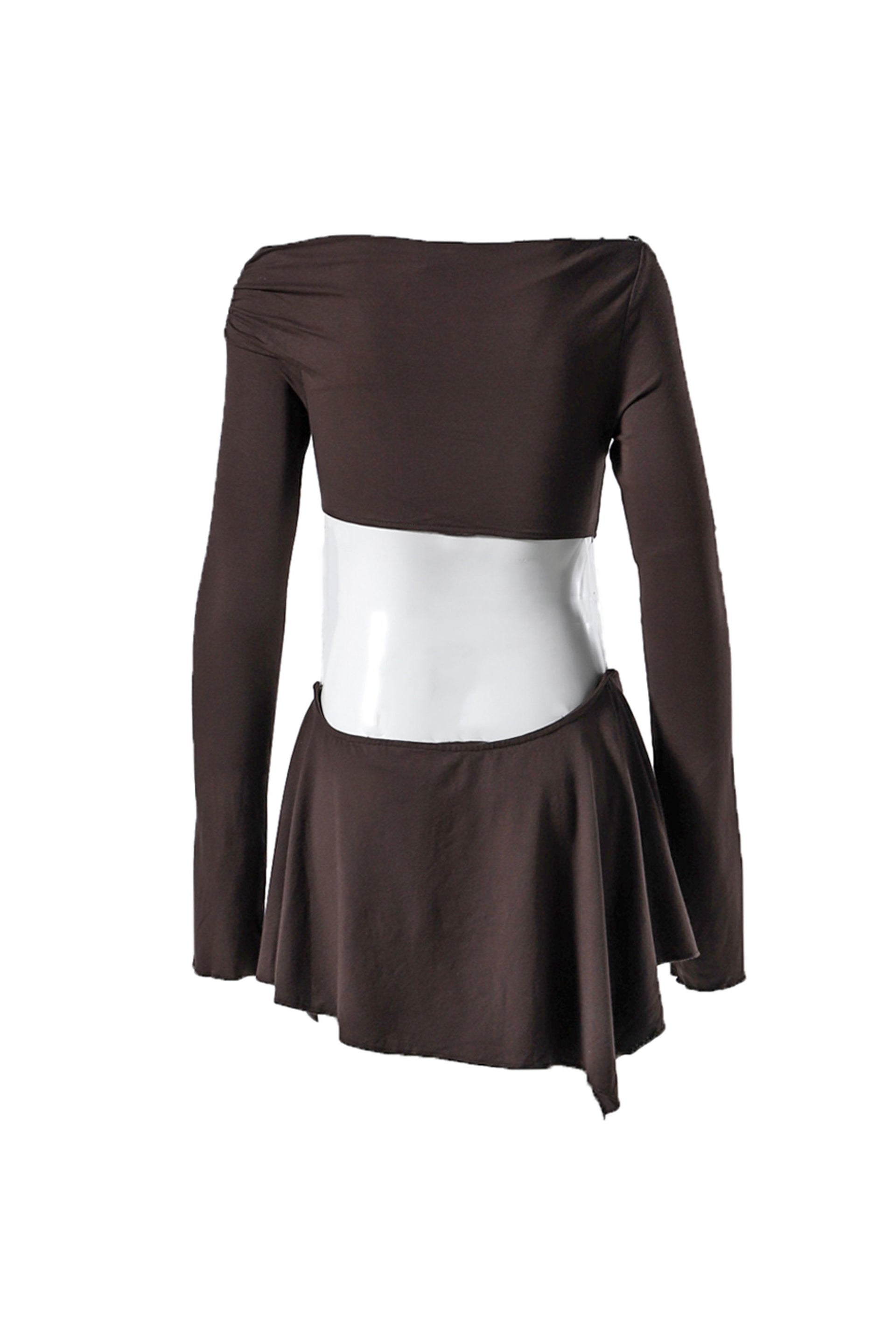 JADED LONDON BROWN TRIM ASYMMETRIC DRESS / BRW