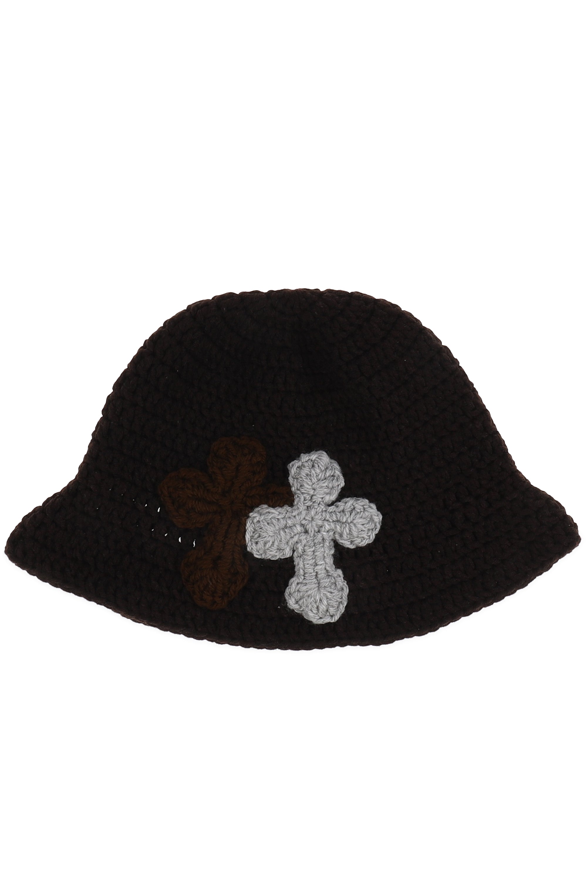 YARN クロスモチーフ 帽子 黒 Y.A.R.N. ヤーン FW25 NUBIAN限定 3D CROSS KNITHAT / BRWN - NUBIAN