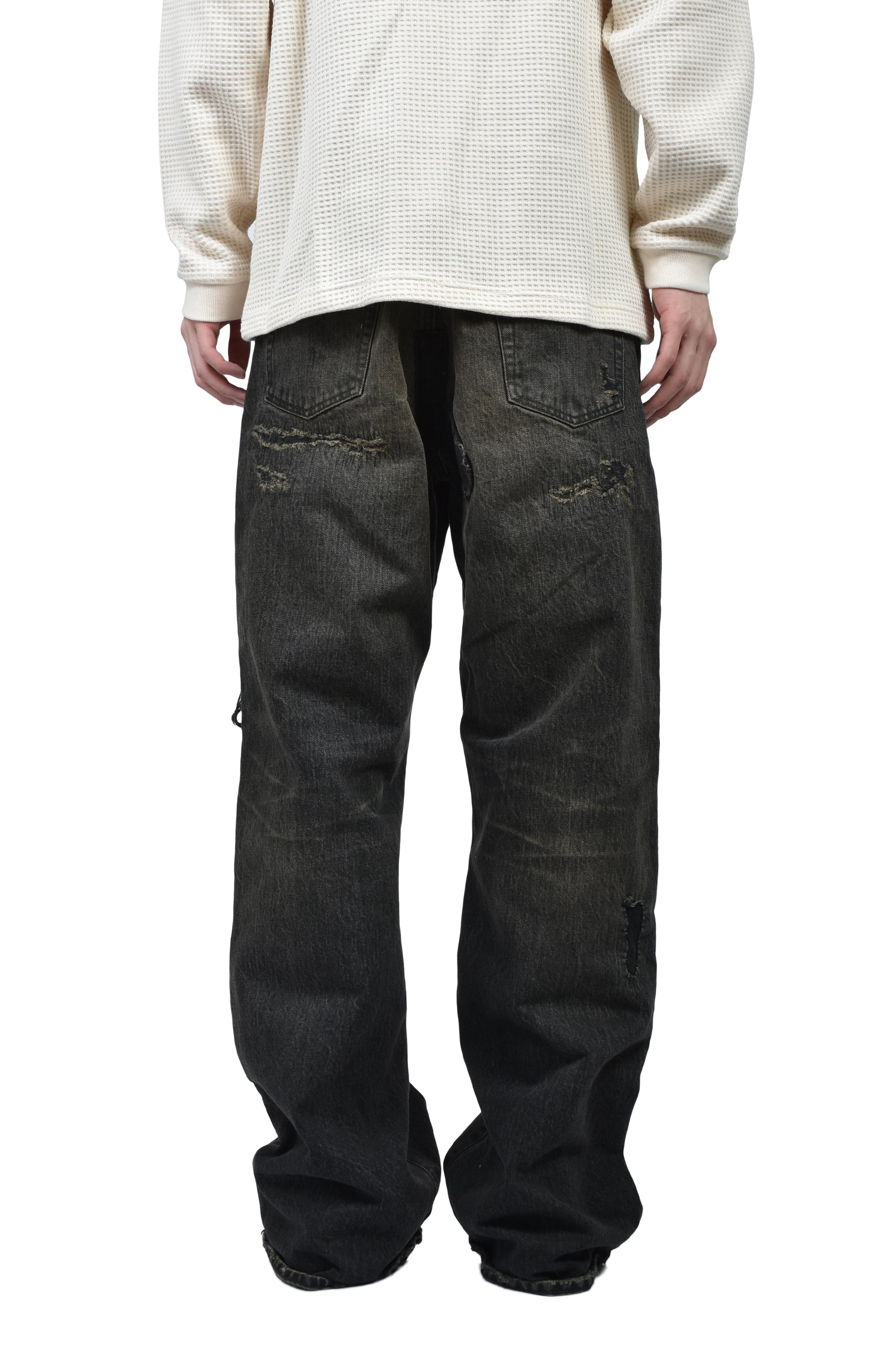 BORO BOOTCUT WIDE JEANS / BLK